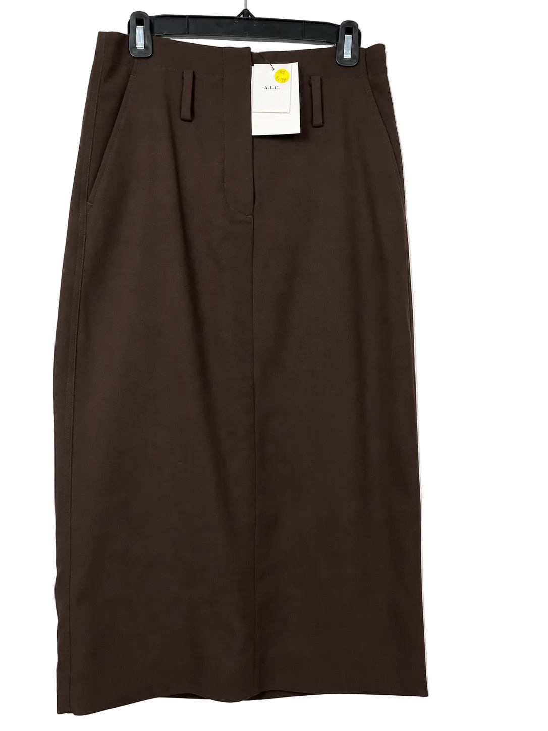 Size 4 A.L.C. Brown Wool Blend Midi Pencil Skirt Front View