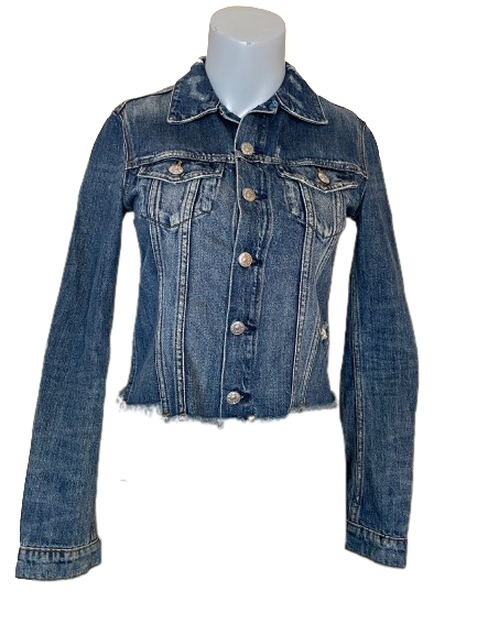 H M Distressed Frayed Jean Jacket