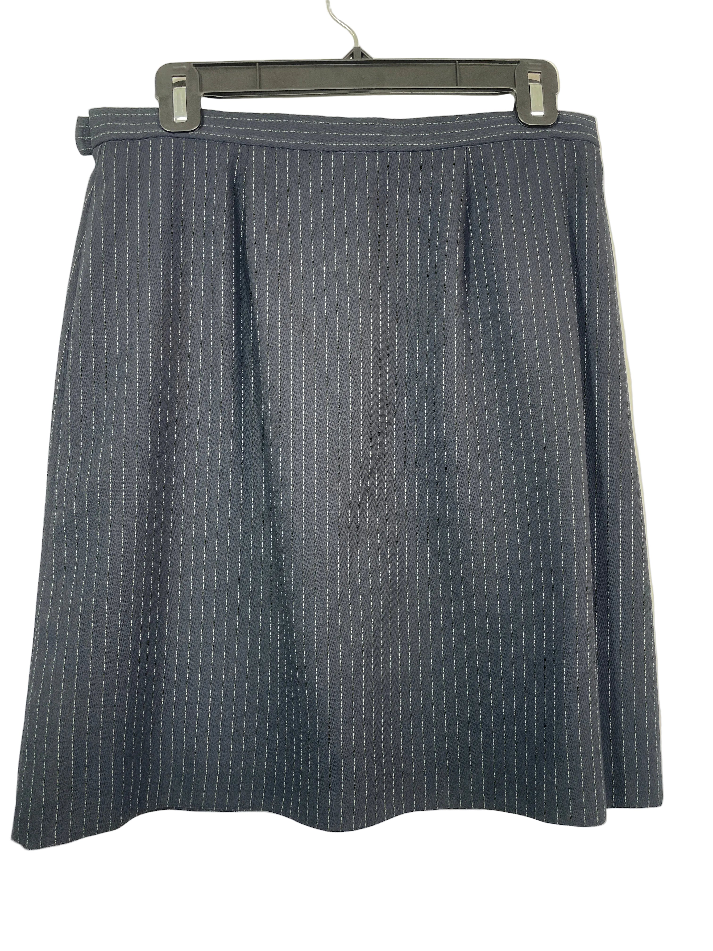 JACOB size 9/10 charcoal pinstripe A-line skirt back
