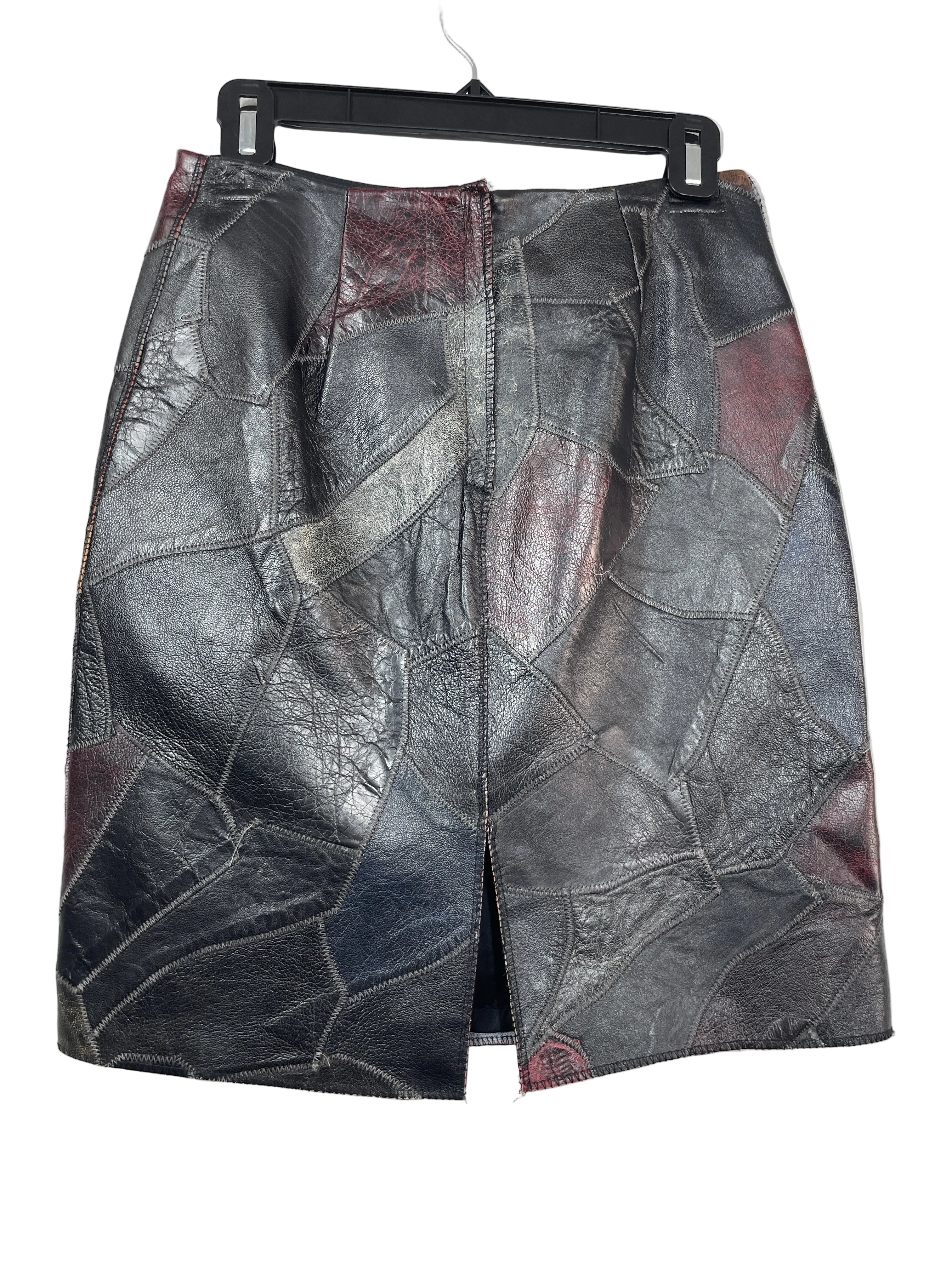 Alberto Makali size 4 black patchwork genuine leather pencil skirt back