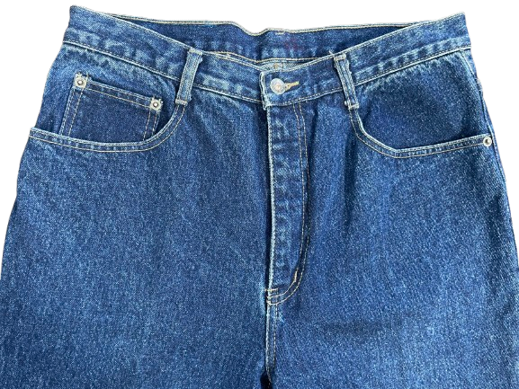 Vintage Stallone size 34 blue tapered jeans front view