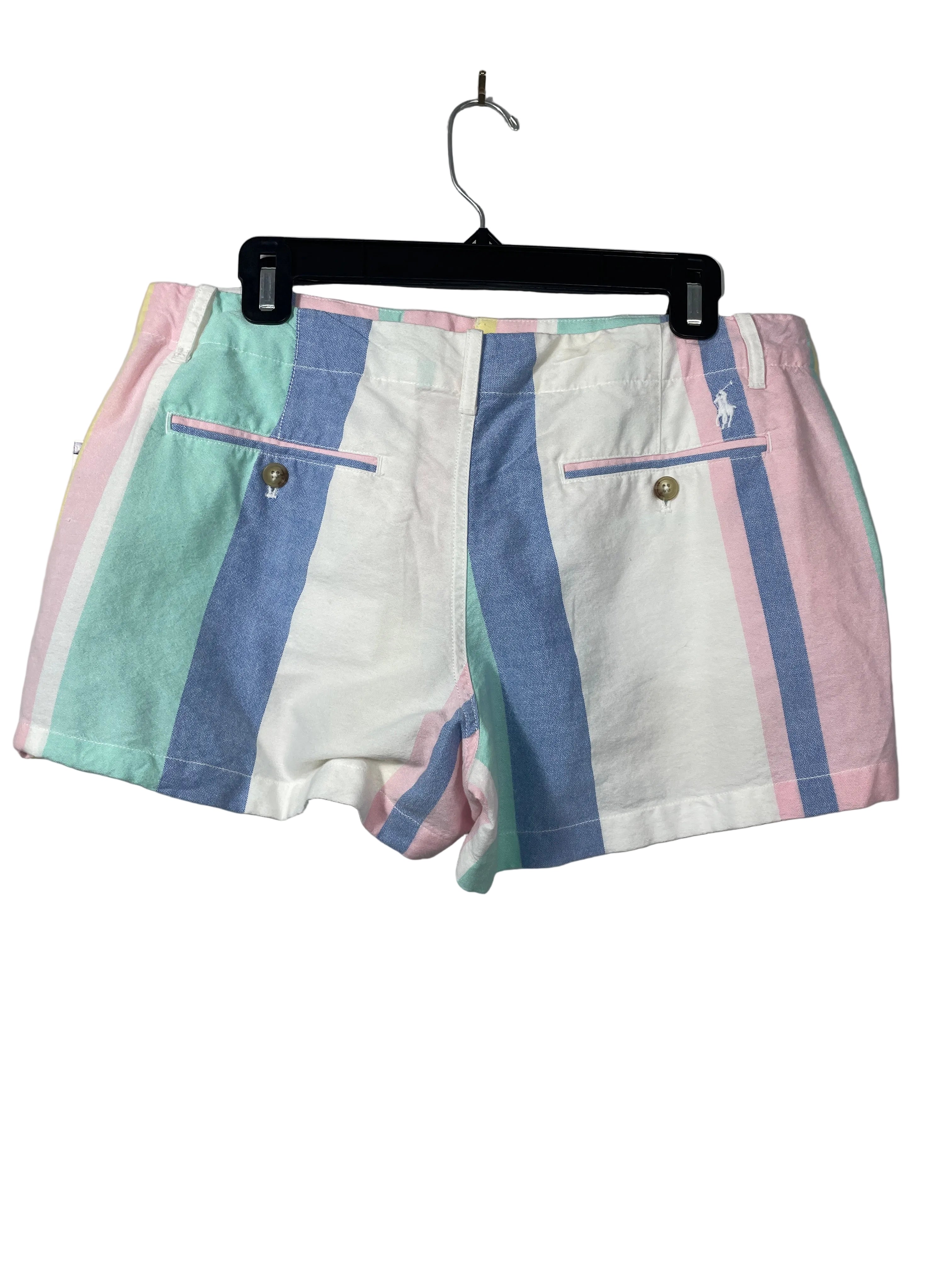 Polo Ralph Lauren pastel striped cotton shorts back view