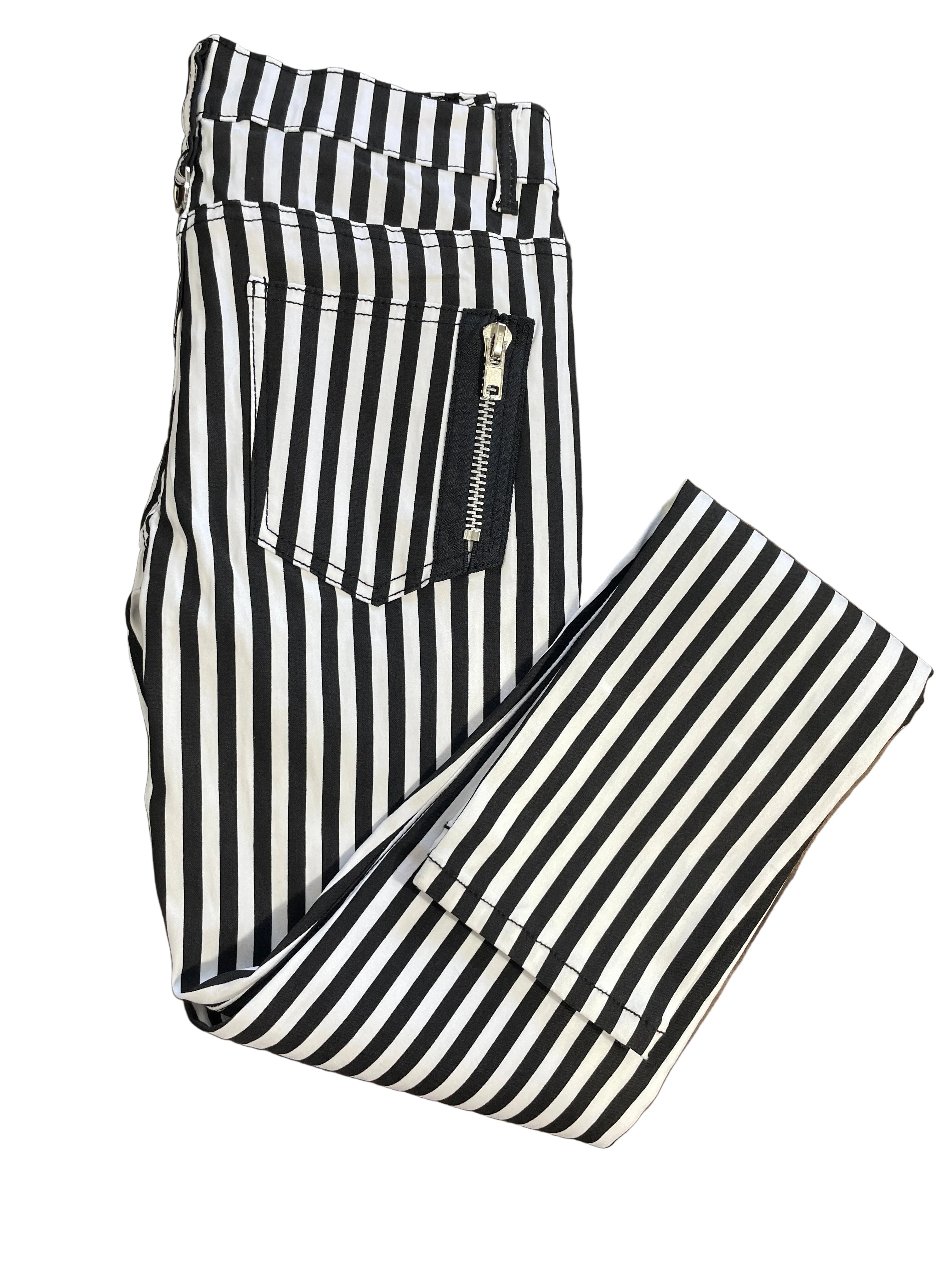 Banned Alternative black white striped skinny pants size small