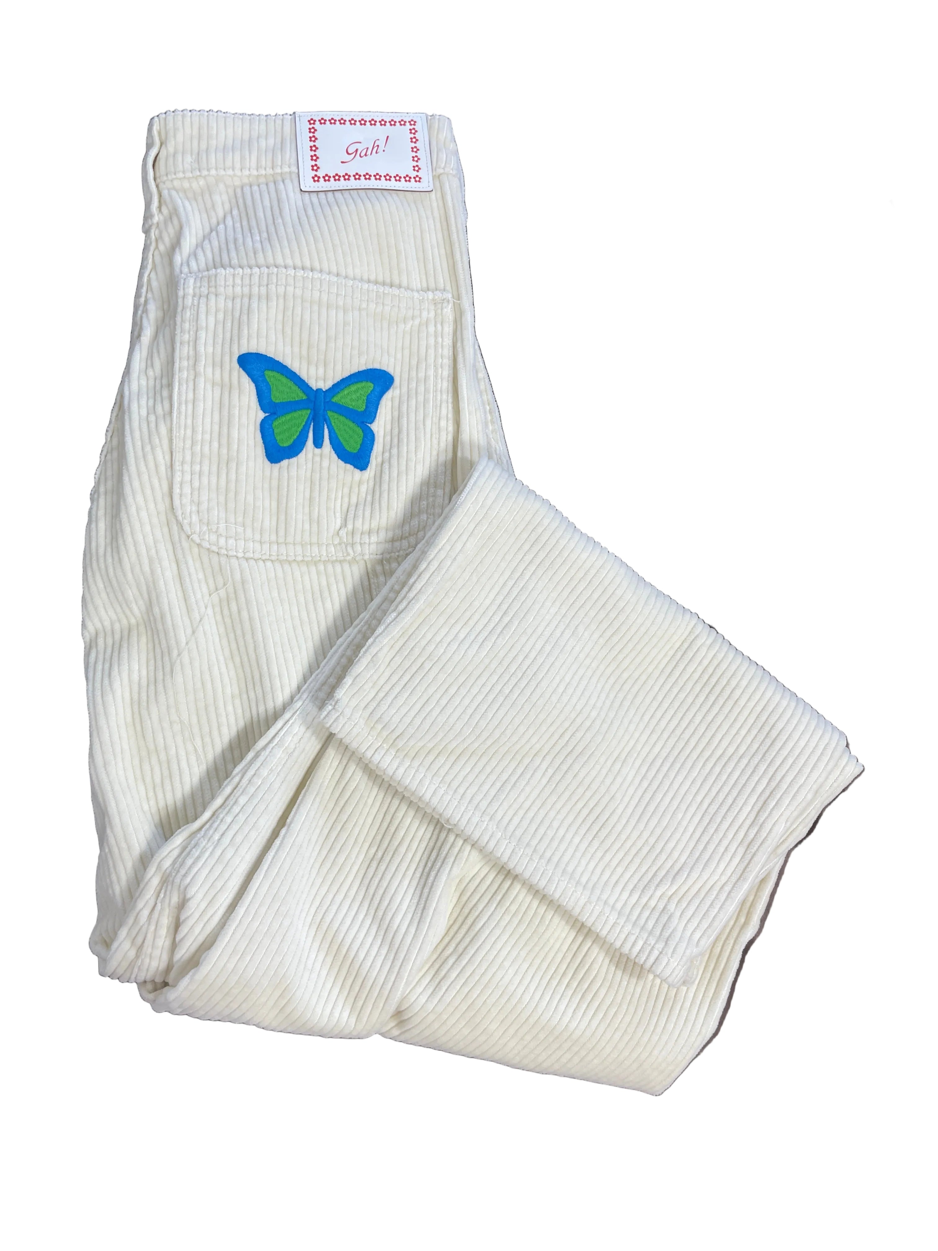 Lisa Says Gah Dylan cream corduroy wide leg pants size M
