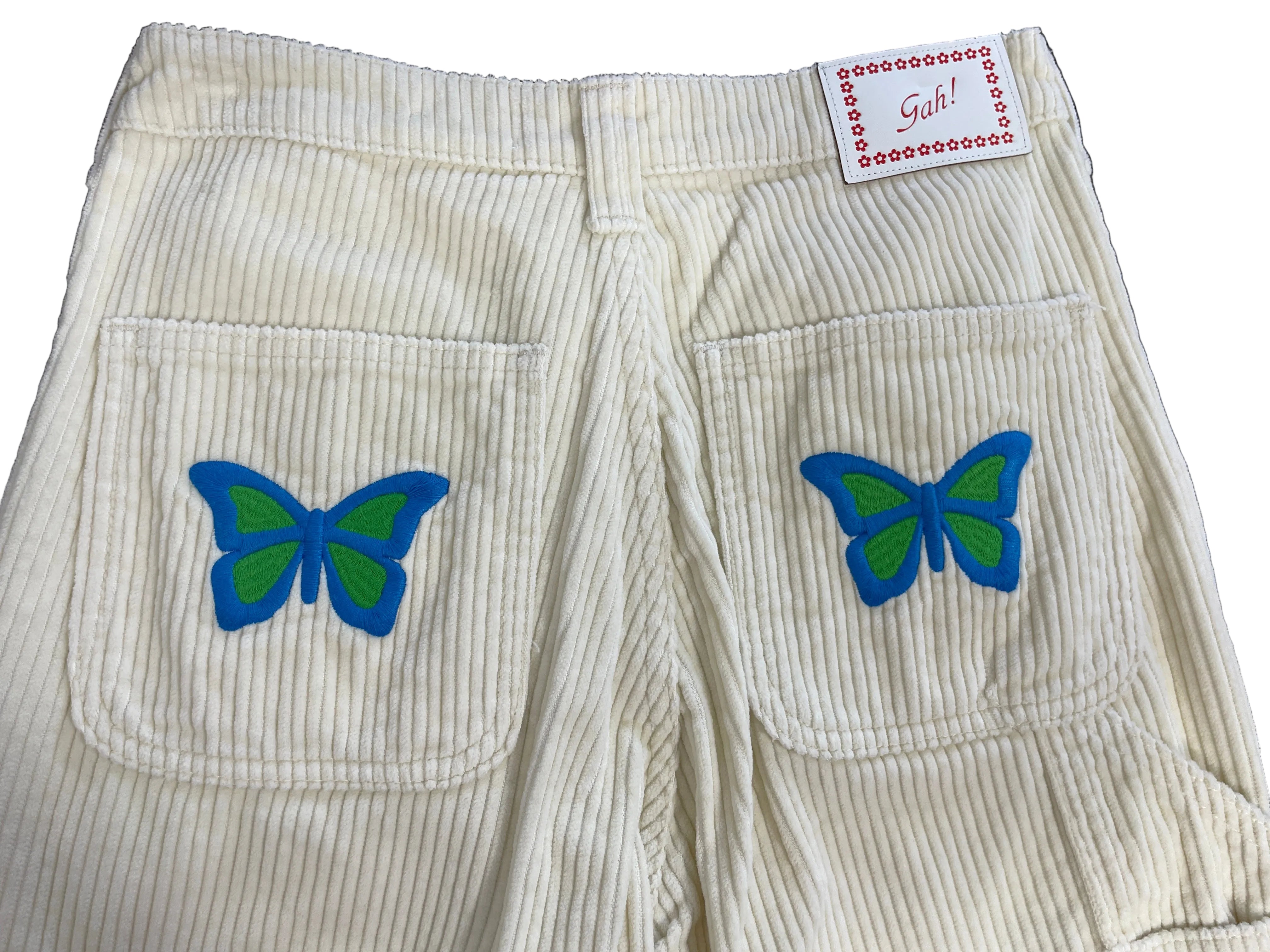 Lisa Says Gah Dylan cream corduroy wide leg pants size M back view