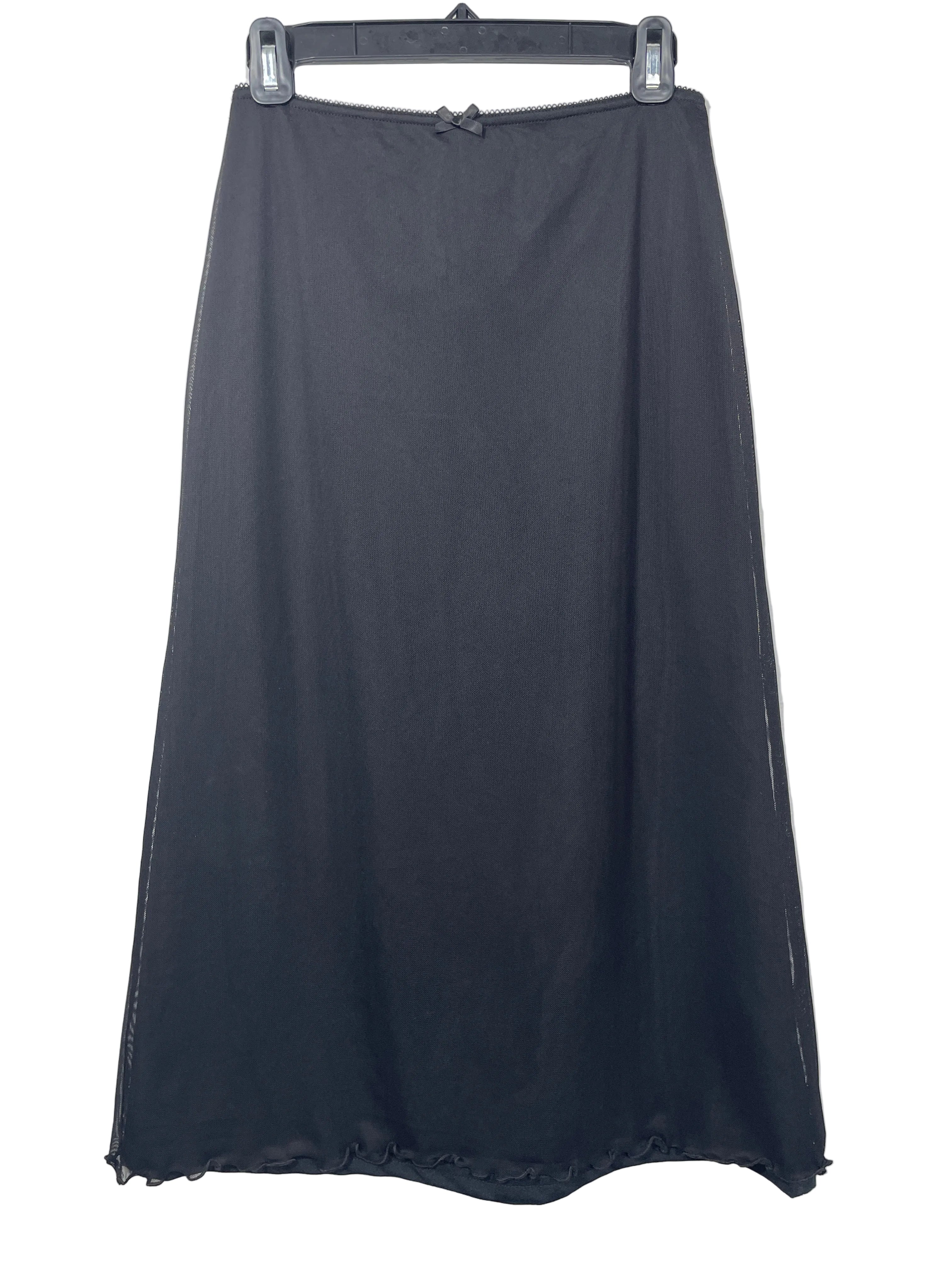 Urban Outfitters small black mesh midi slip skirt front