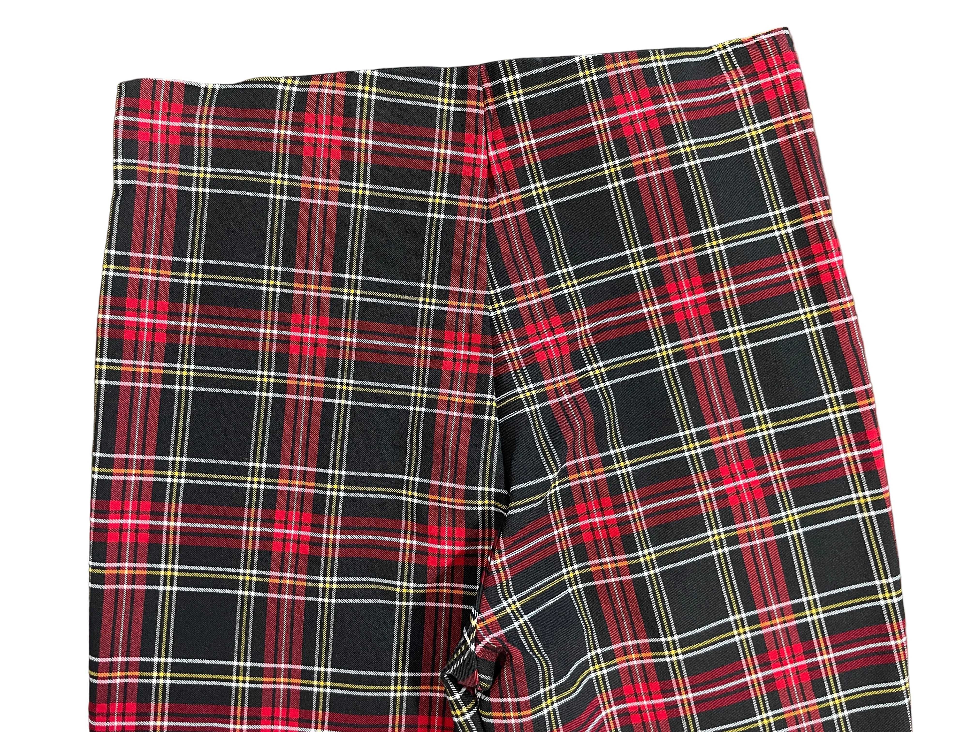 Zara small black and red plaid straight leg pants back view