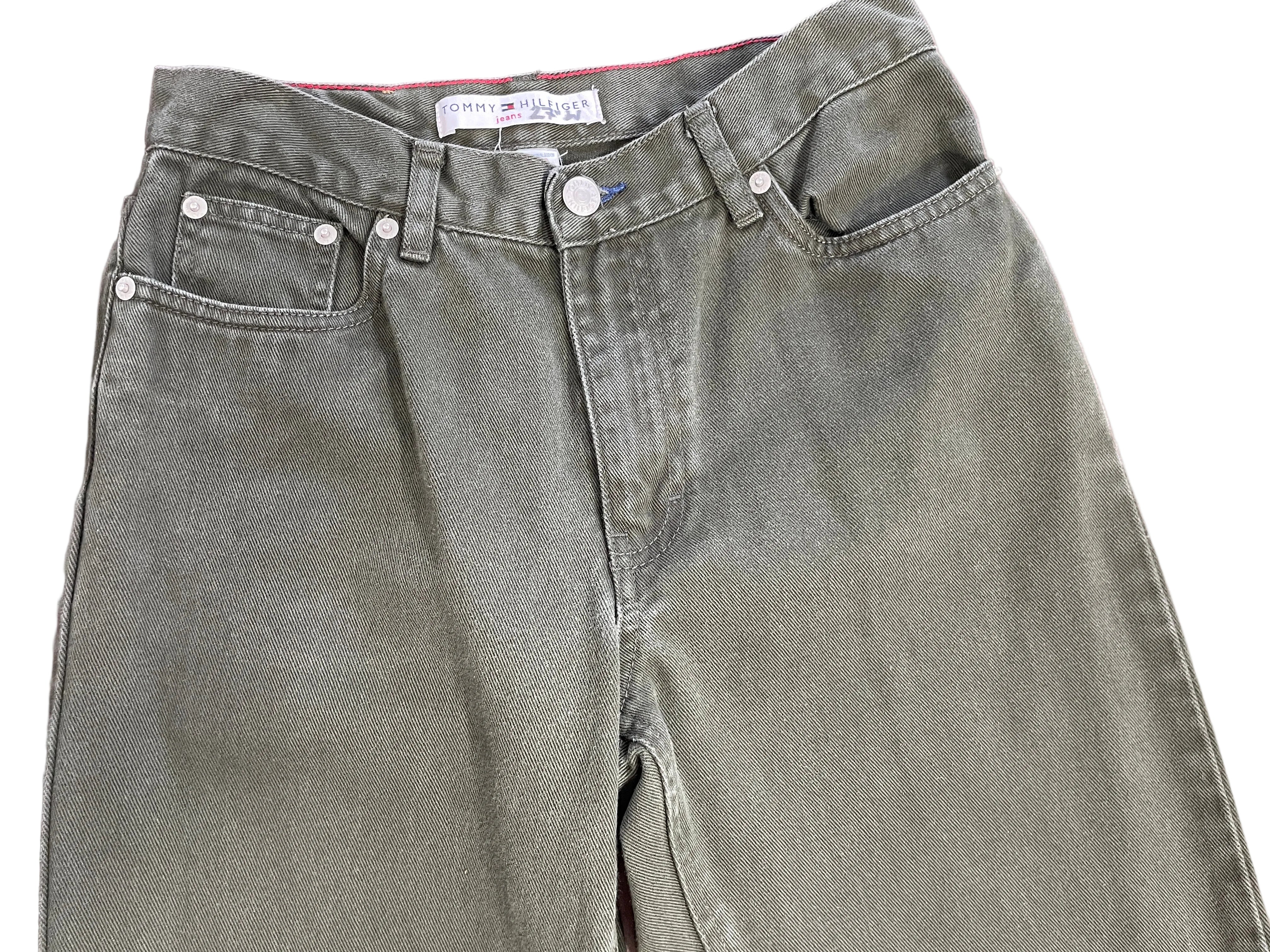 Vintage Tommy Hilfiger Jeans size 2 olive green straight leg jeans front view