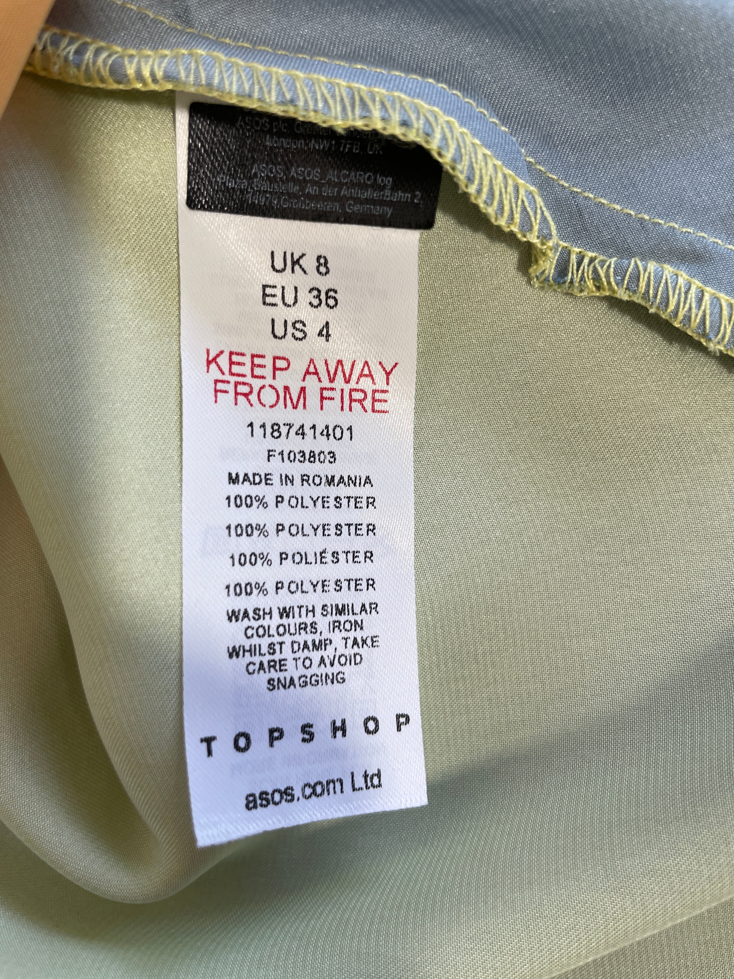 topshop skirt size tag