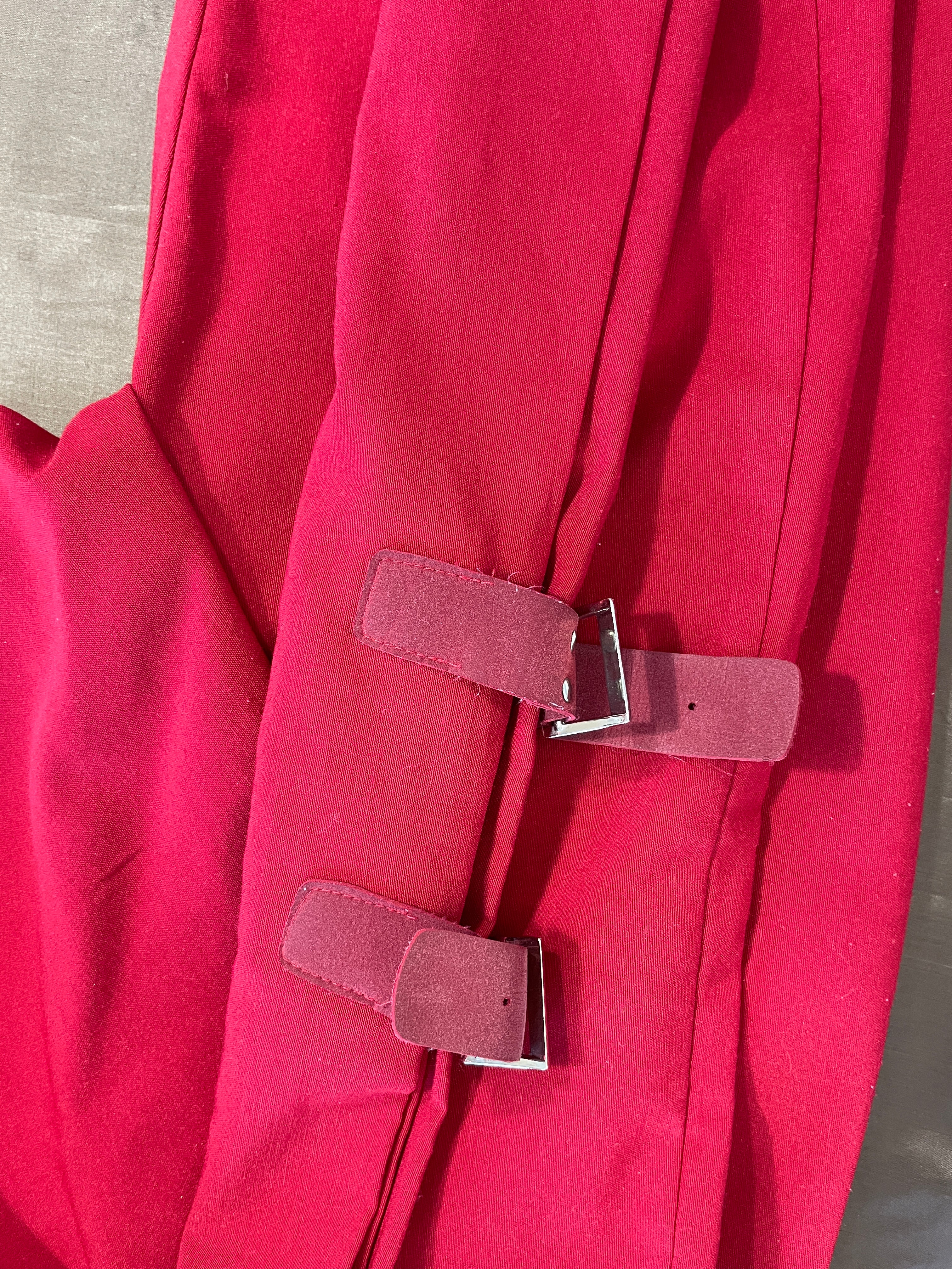 Vintage Y2K Rave Stretch red buckle pants
