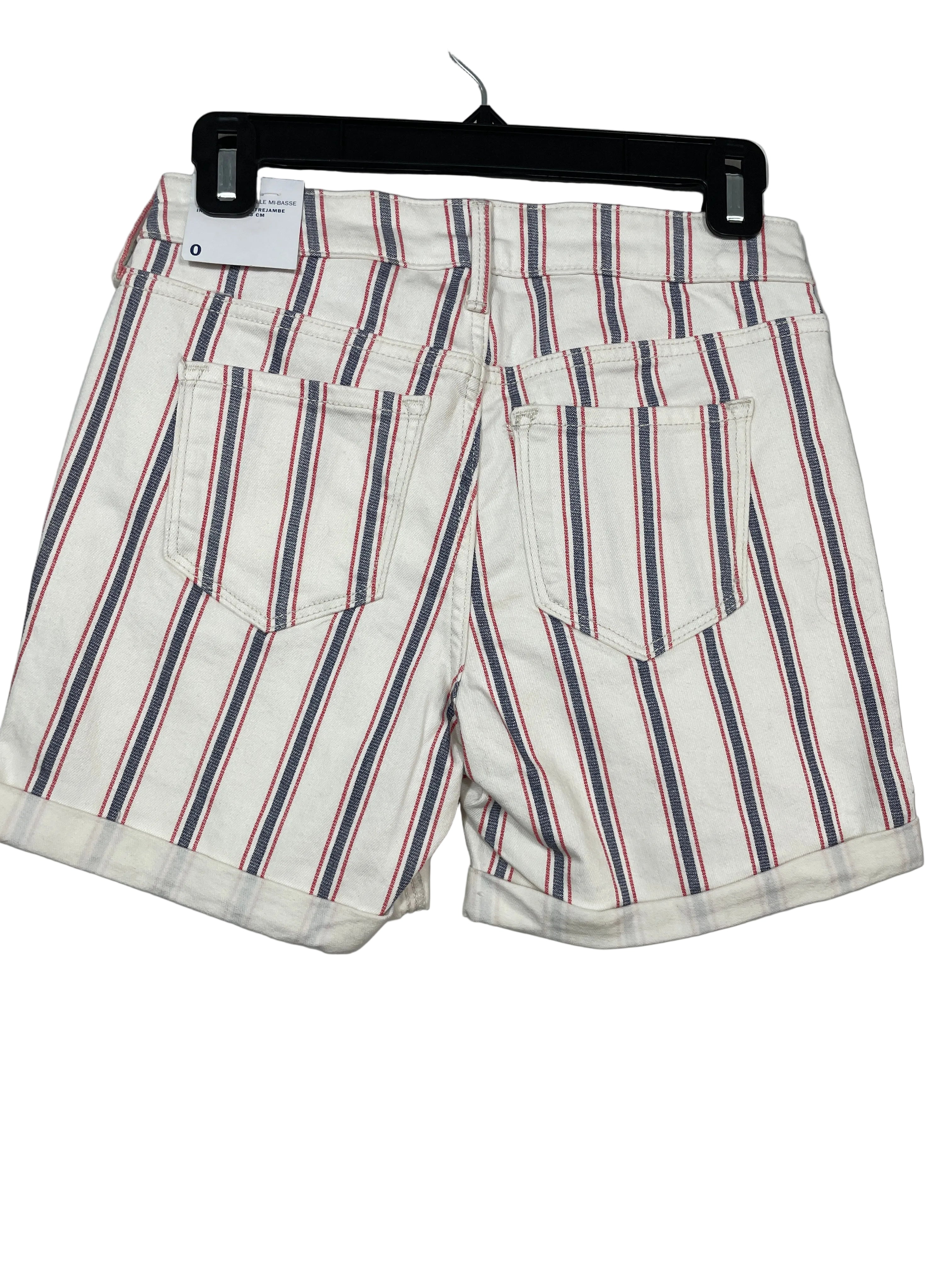 Old Navy size 0 white red navy striped denim shorts back view
