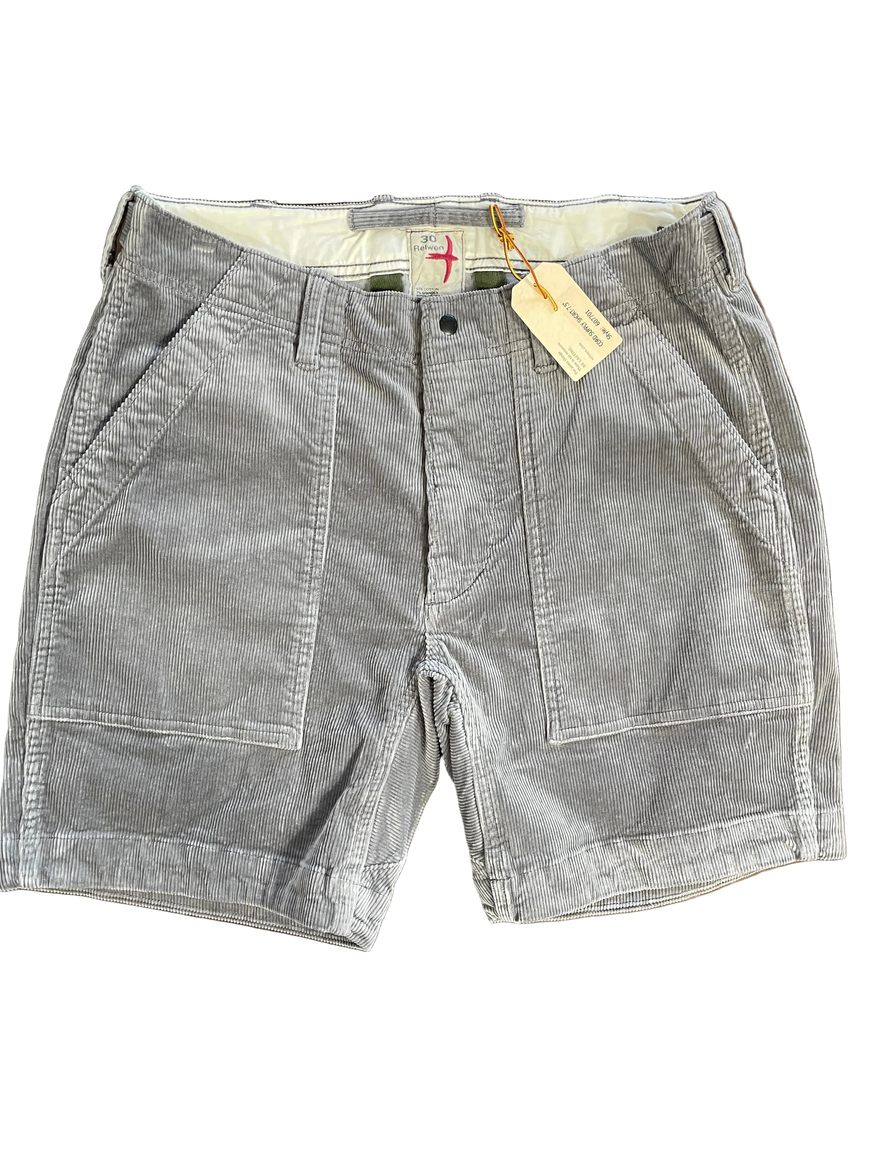 Relwen grey Cord Supply 7.5 corduroy shorts size 30