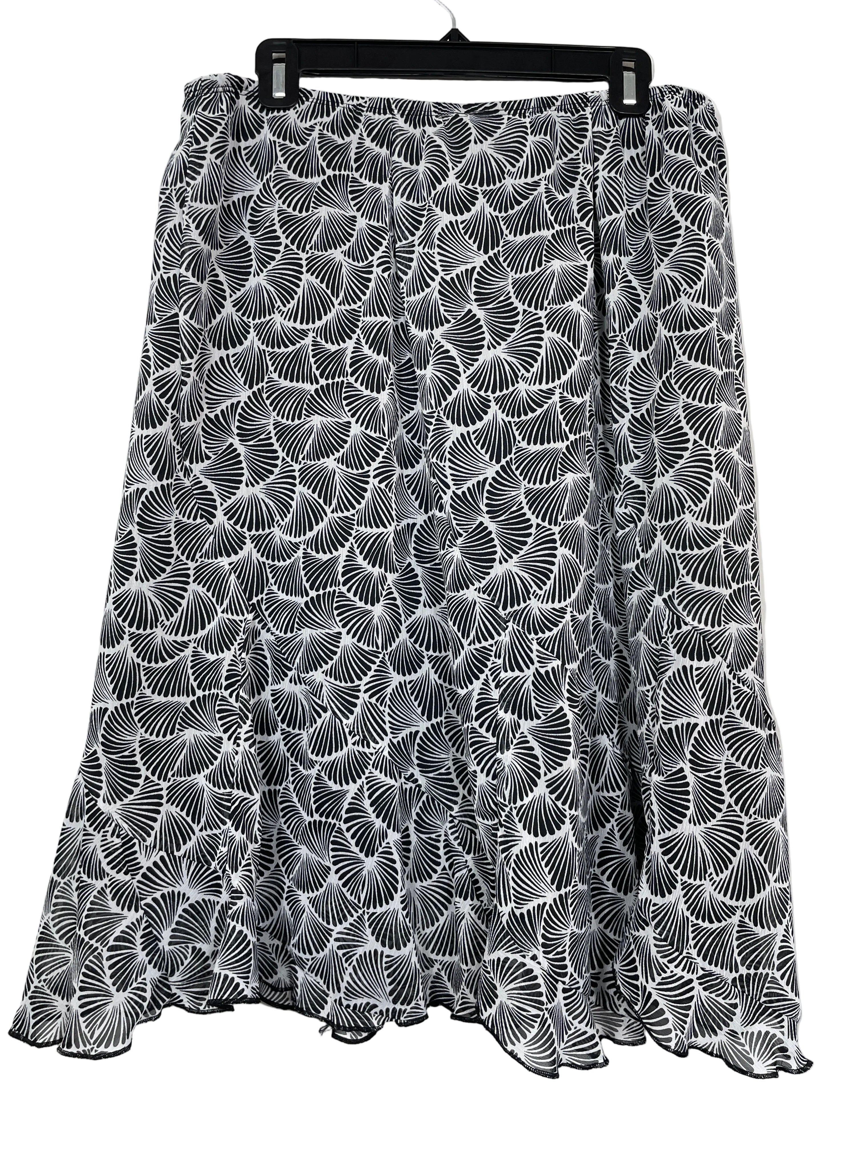 Vintage Jessica black white print midi skirt size 14 back view