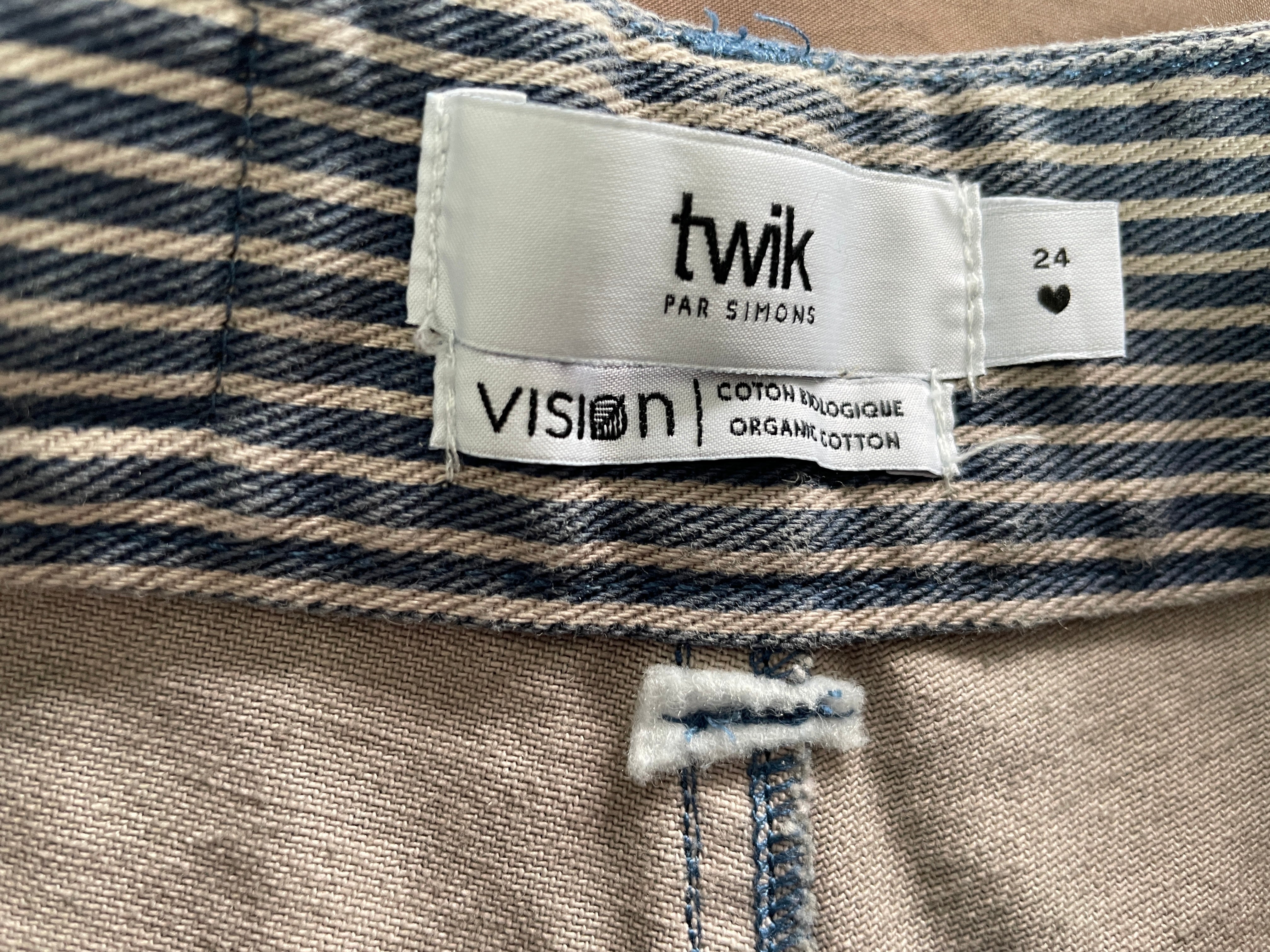 Twik by Simons Vision Organic Cotton Hickory Stripe Jeans Size Label
