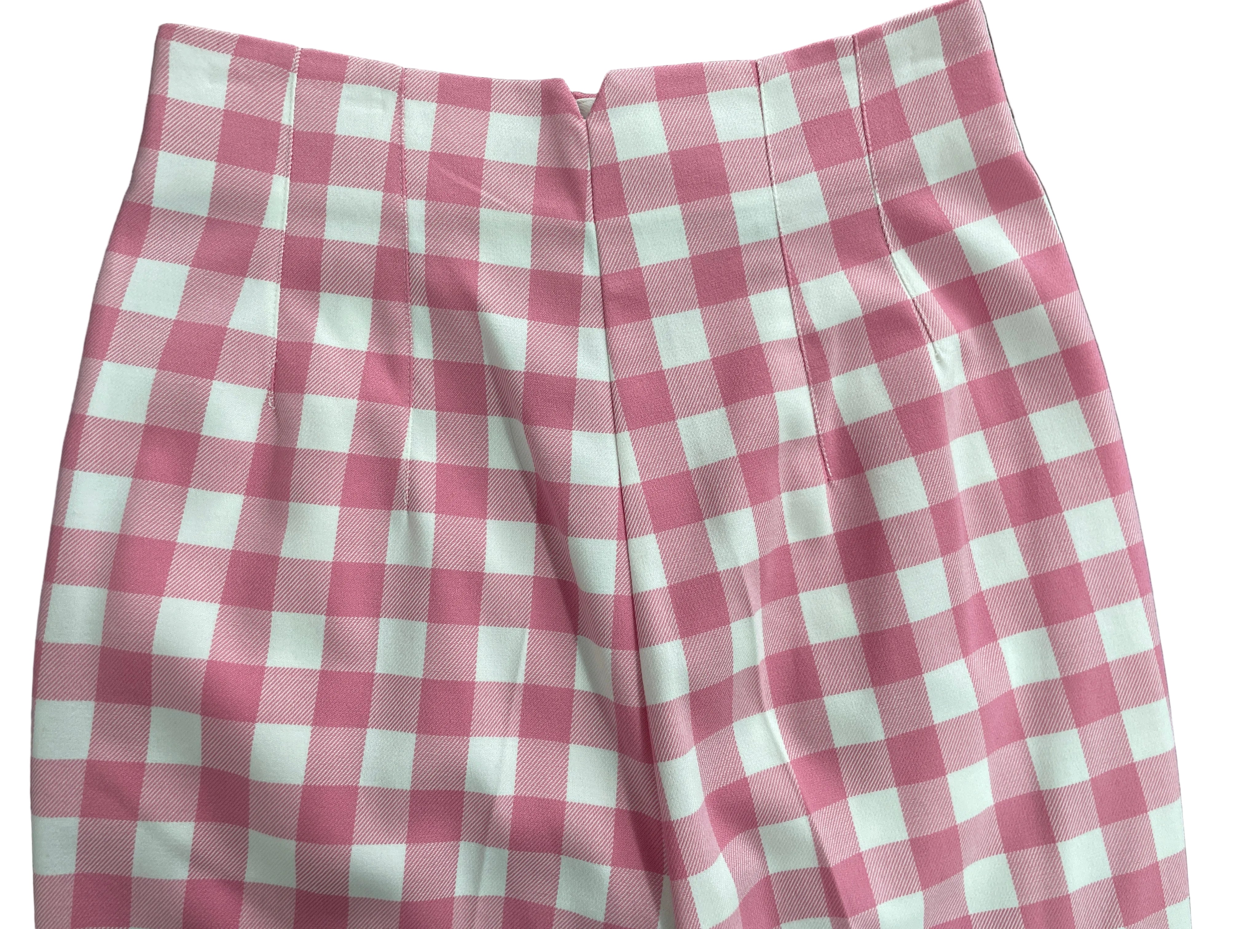 Small Zara Pink and White Gingham Pants Back View