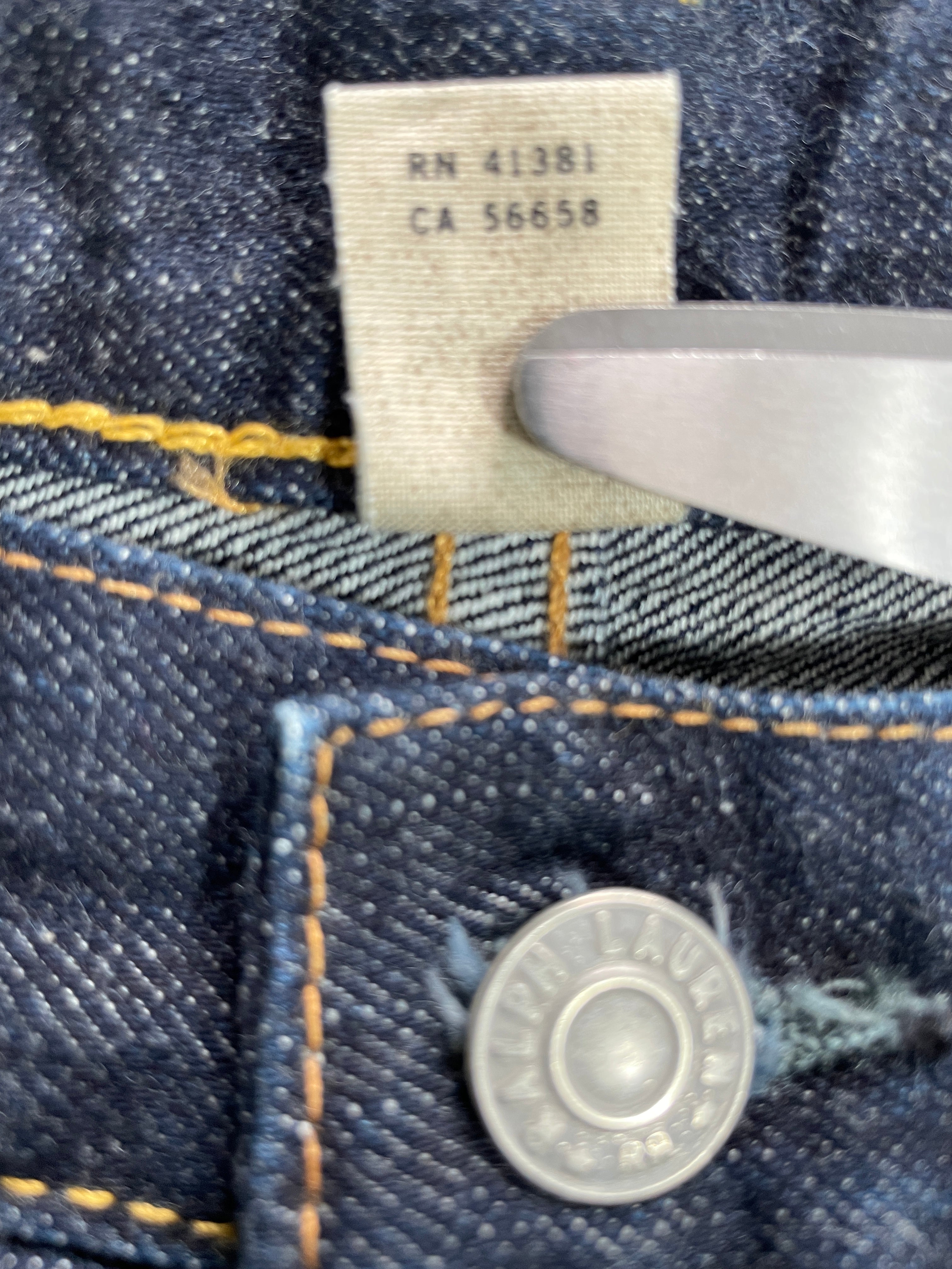 RRL Ralph Lauren jeans RN 41381 CA 56658 label