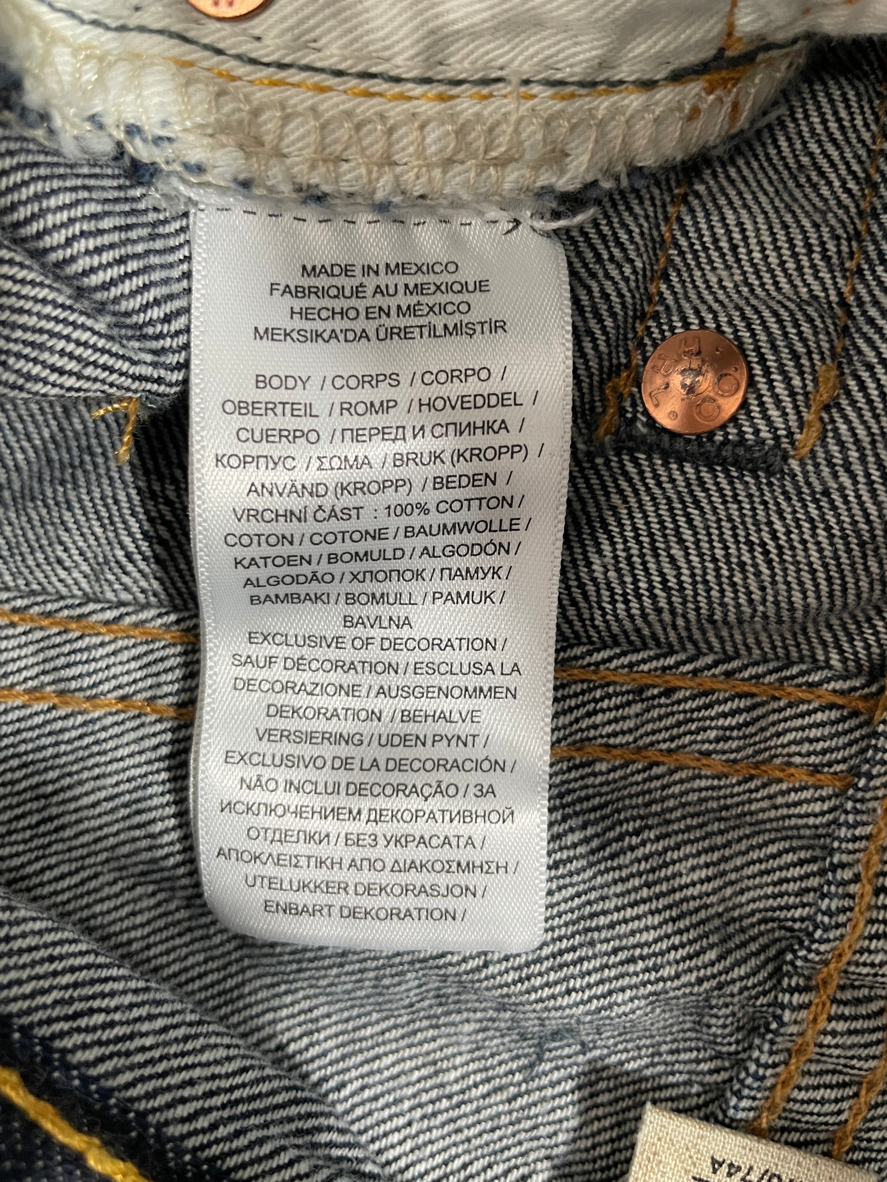 RRL Ralph Lauren High Boy 100 percent cotton denim label