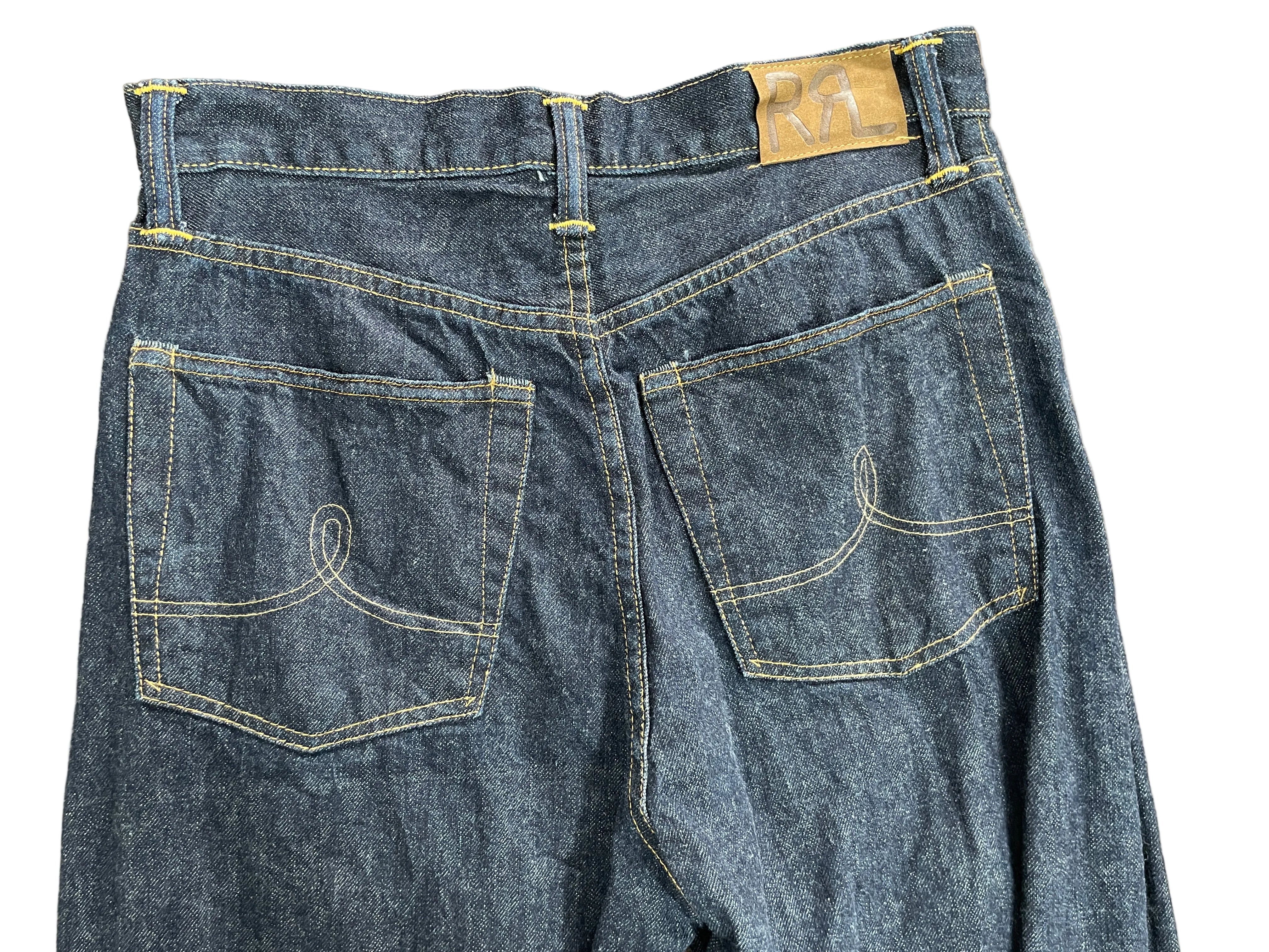 RRL Ralph Lauren High Boy jeans back pockets and RRL logo patch