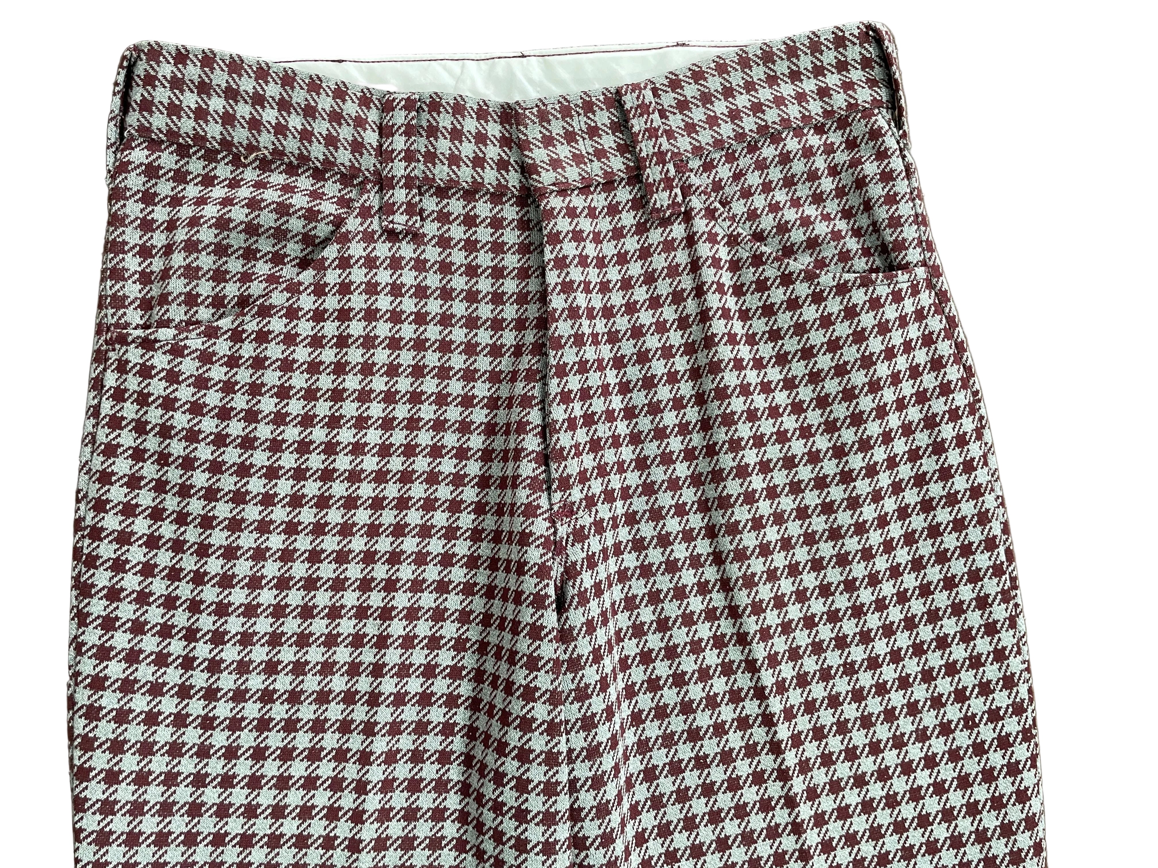 Burgundy grey houndstooth wide leg pants size large
