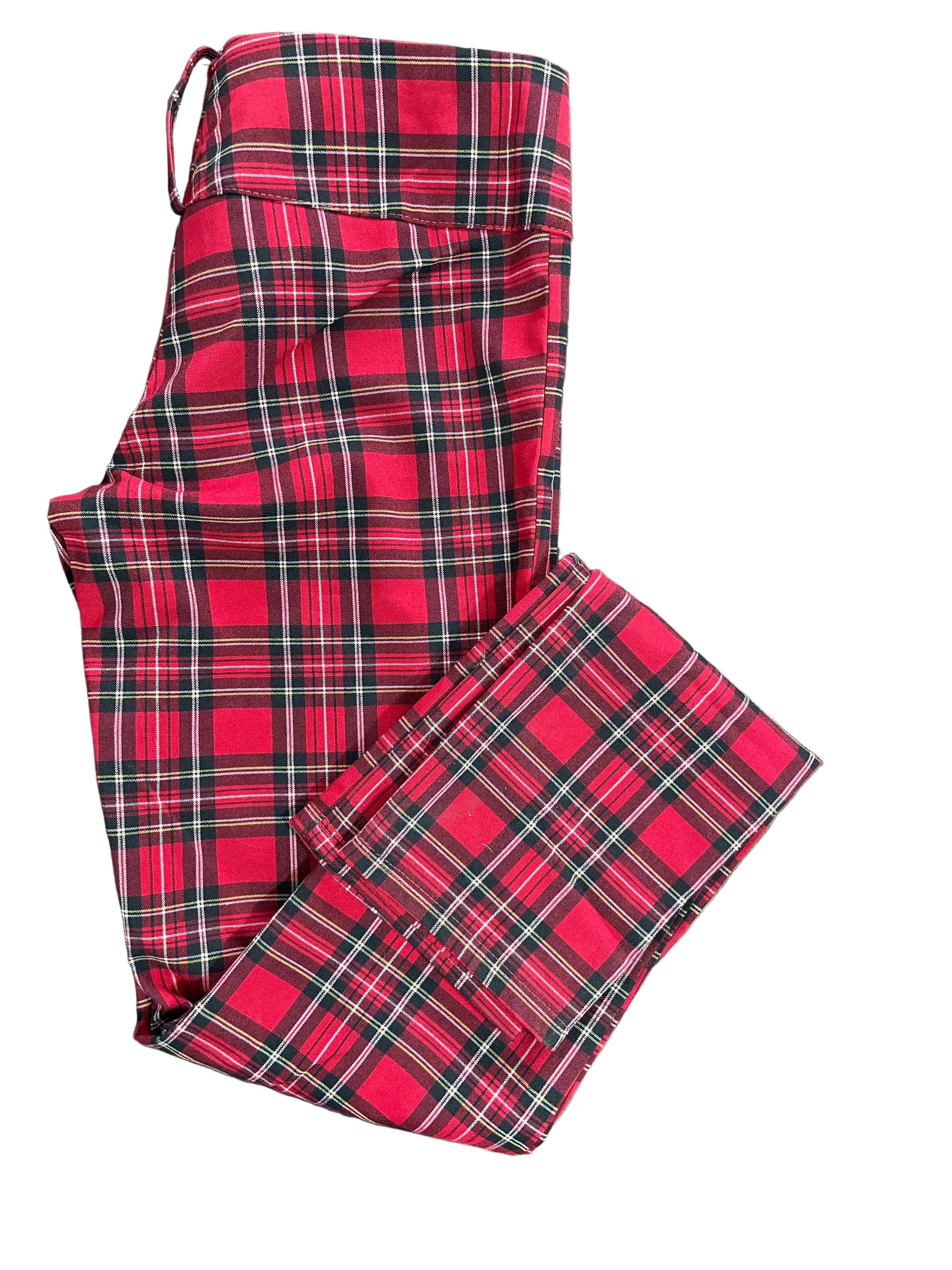 Durian size small red tartan plaid low rise pants
