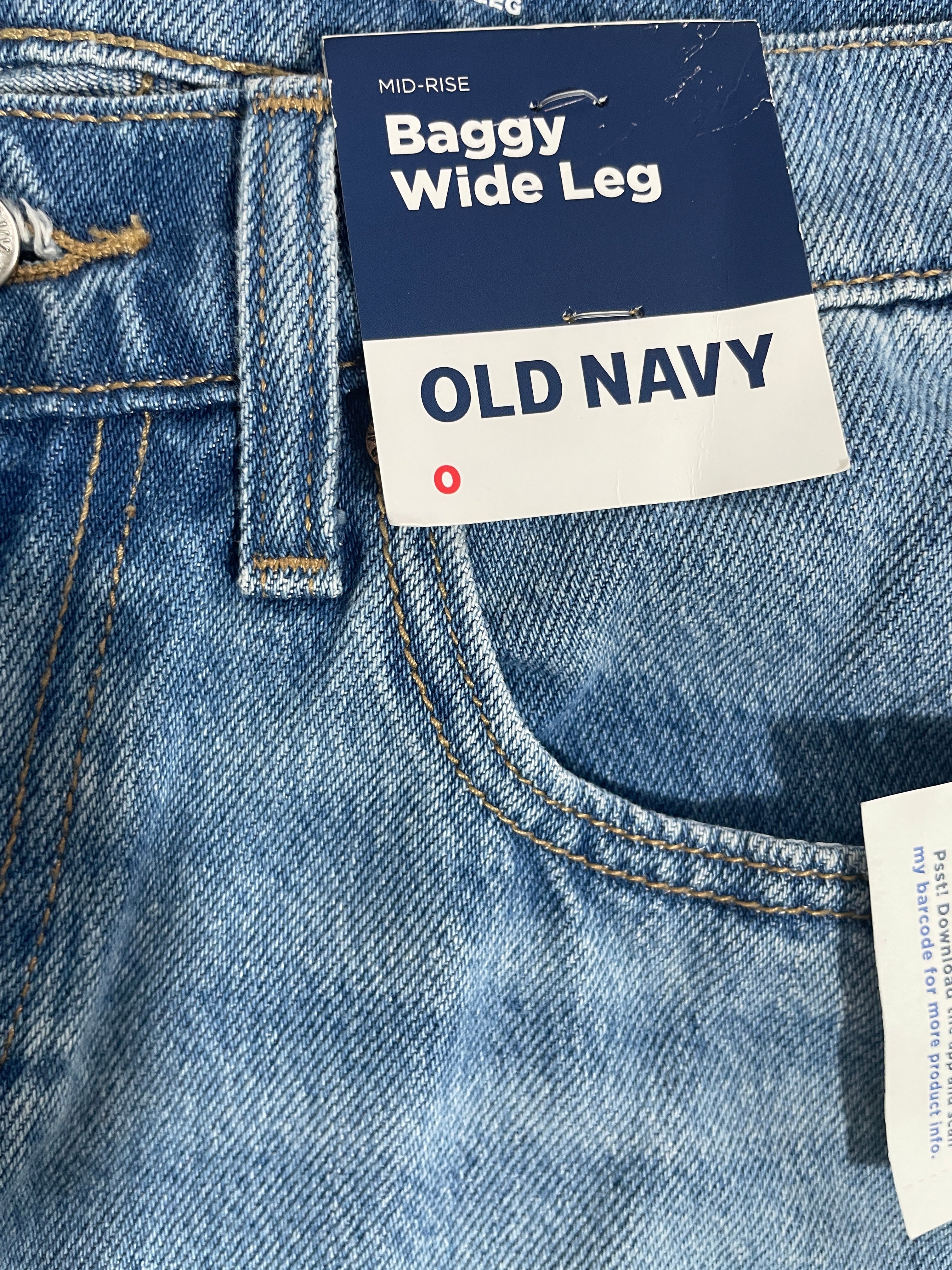 Small Old Navy Light Wash Baggy Wide-Leg Jeans New With Tags Detail