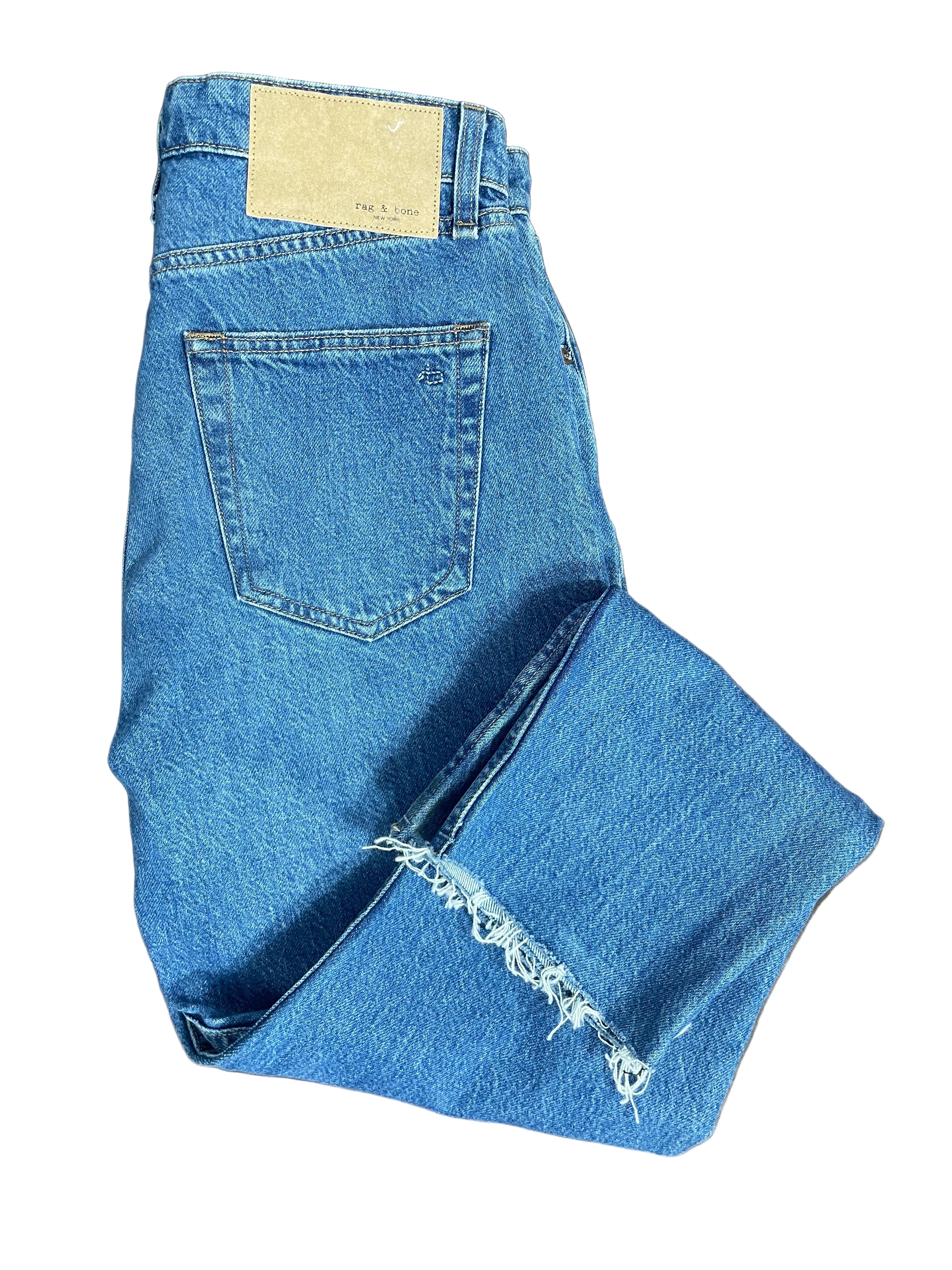 Size 28 rag & bone Nina Monty Blue High-Rise Ankle Cigarette Jeans Full View