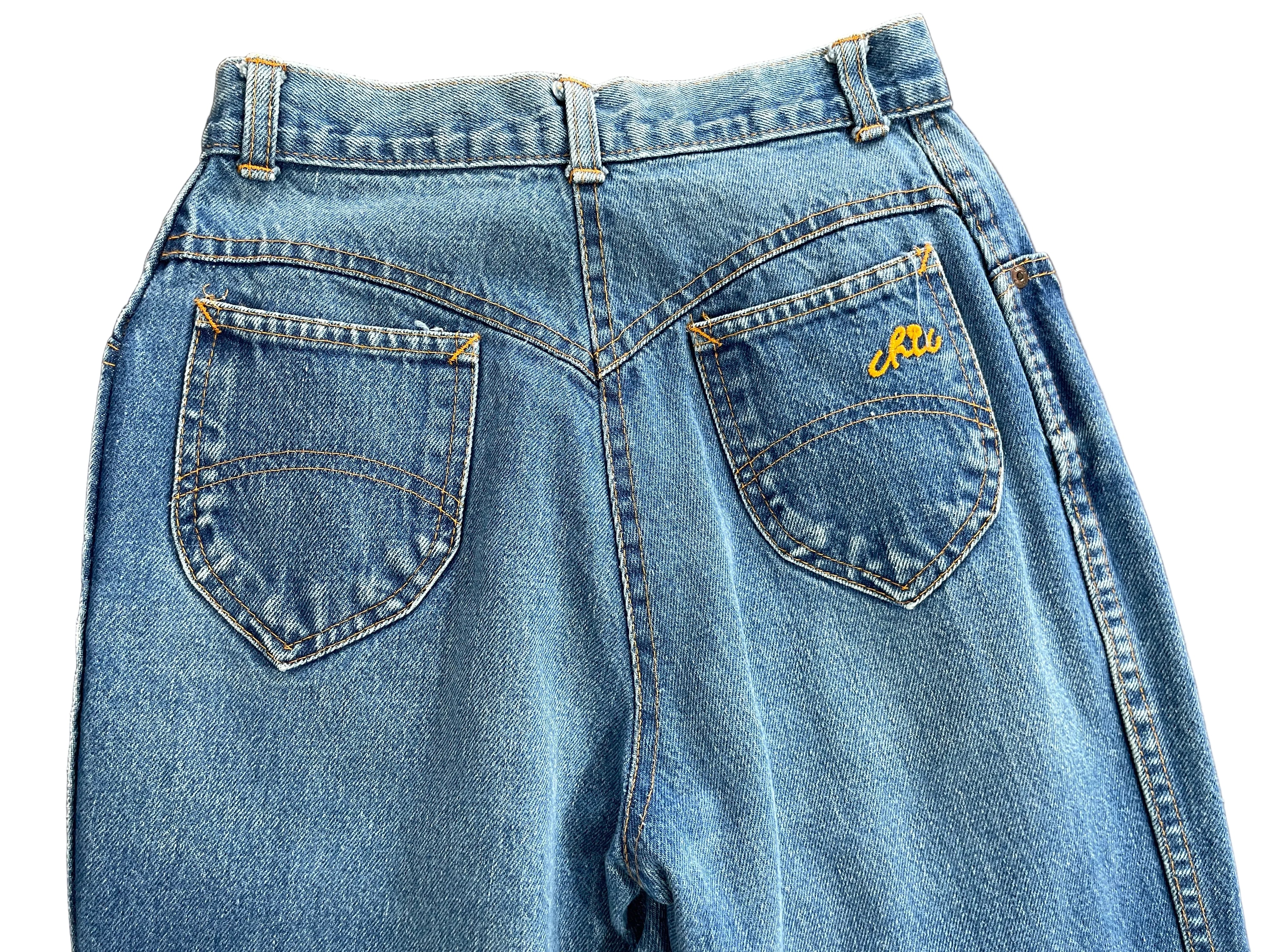 Size 24 Vintage Chic by H.I.S. Blue High Rise Jeans Orange Embroidered Back Pocket