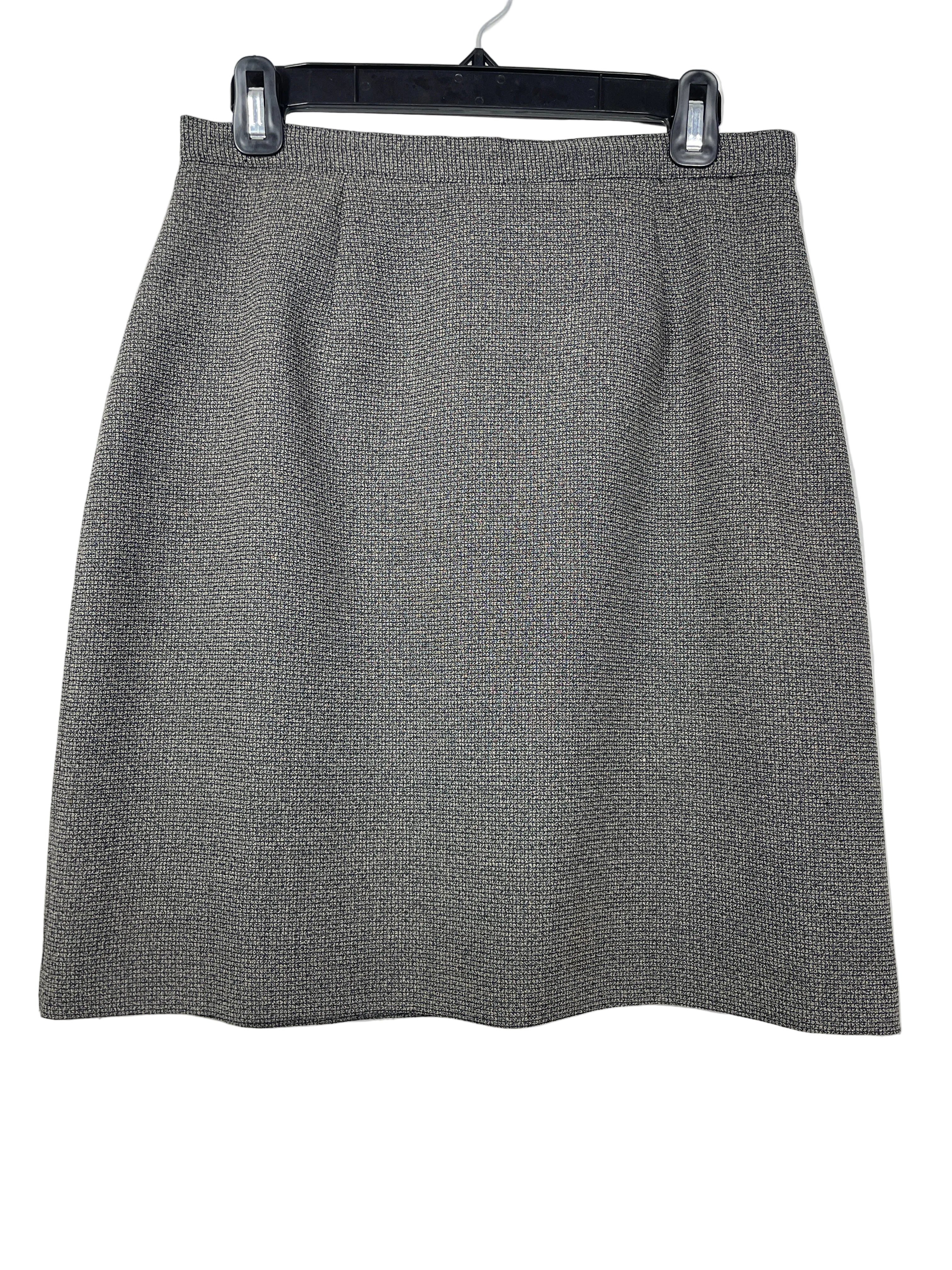Size 10 Vintage Beechers Brook Grey Textured A-Line Skirt Front