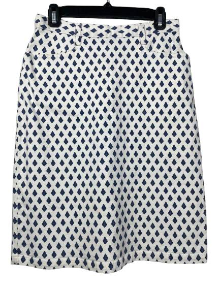 Medium Vintage Les Olivades Blue White Provençal Print Skirt Front