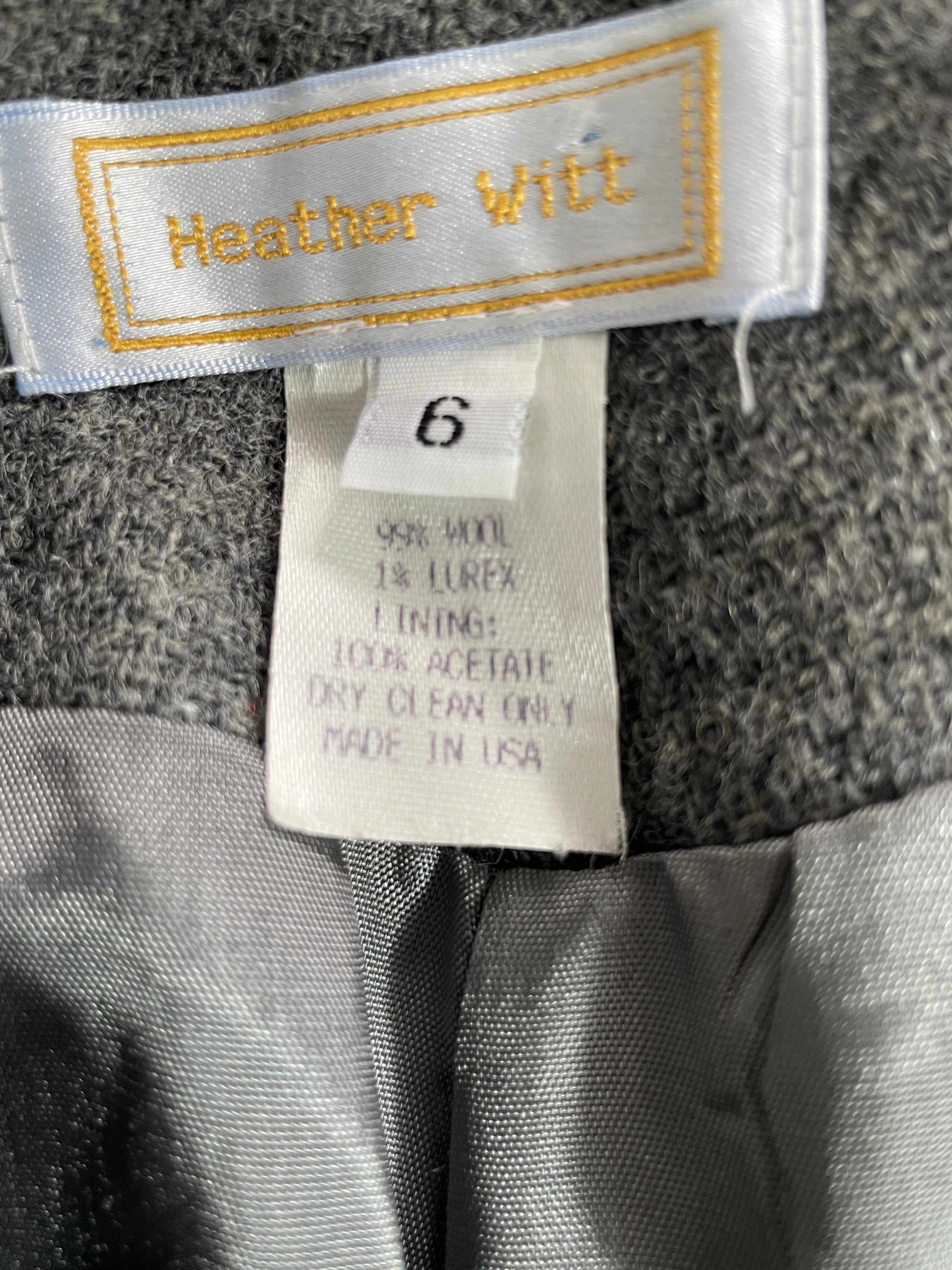 Size 6 Vintage Heather Witt Grey 99% Wool Tweed Pants Made in USA Label
