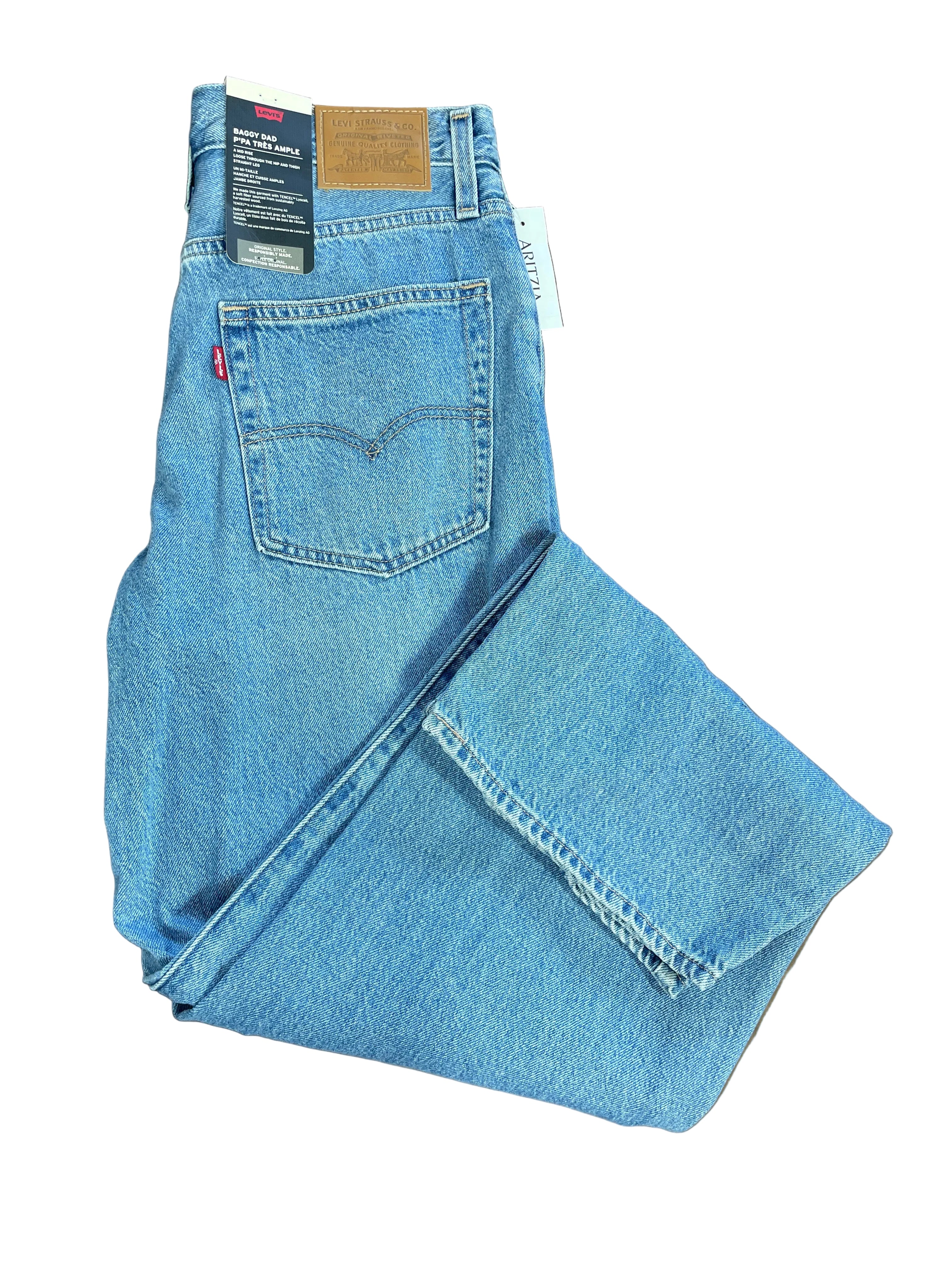 Size 28 Levi’s Baggy Dad In the Middle Blue Distressed Jeans Rear View