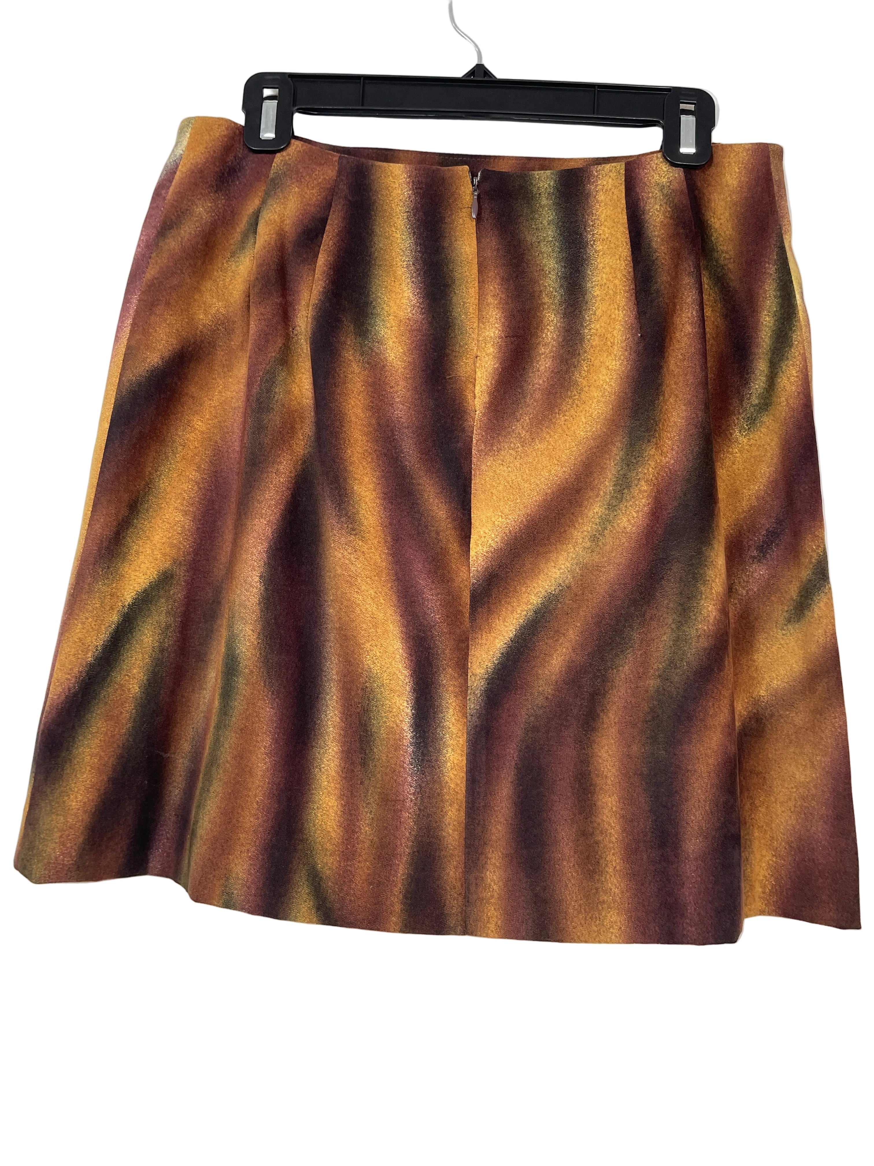 Size 12 Vintage Alberto Makali Bronze Gold Burgundy Abstract Skirt Sequin Detail