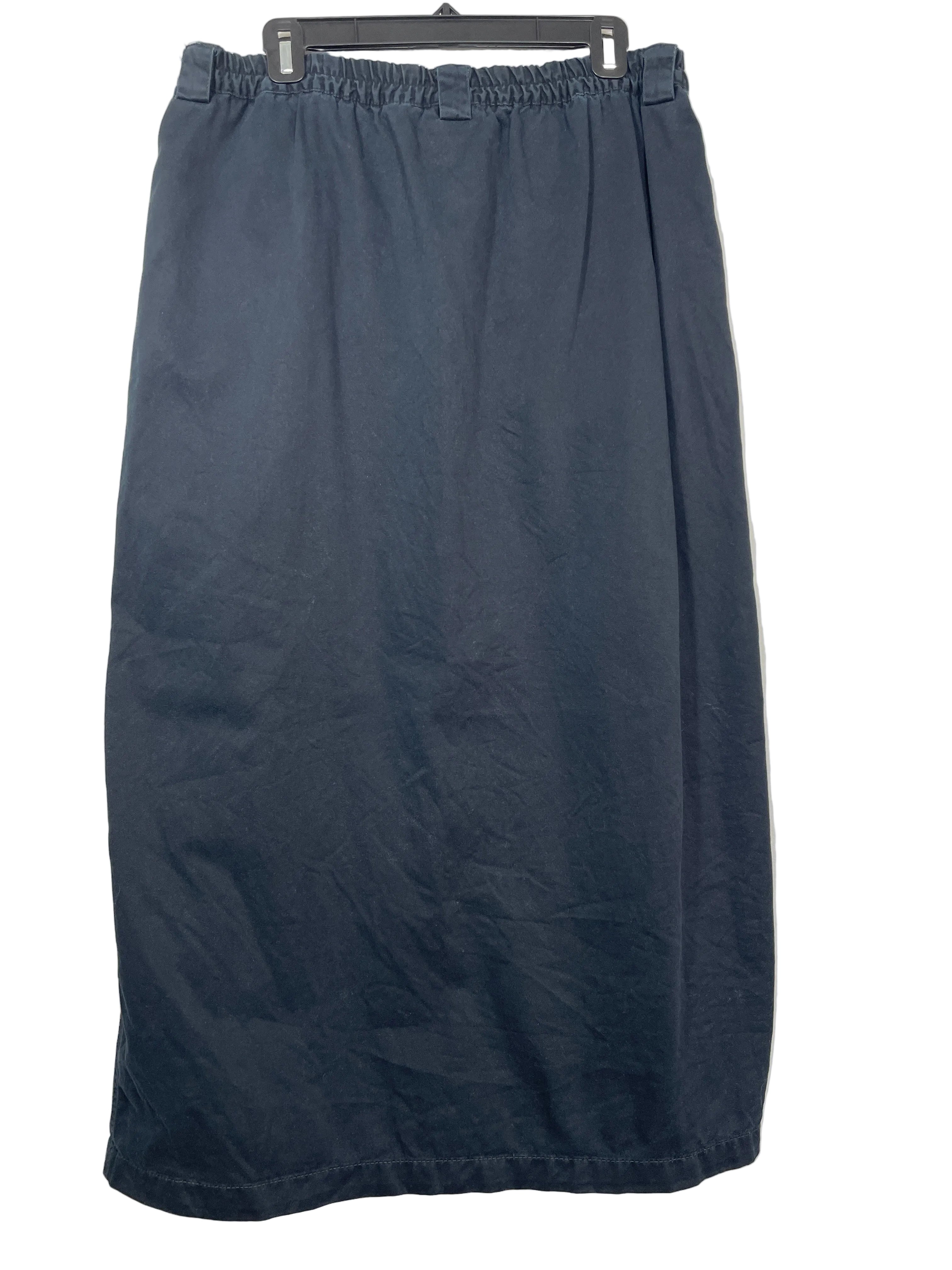 Large Vintage Basic Editions Navy Blue Cotton Twill Maxi Skirt Elastic Back Waist