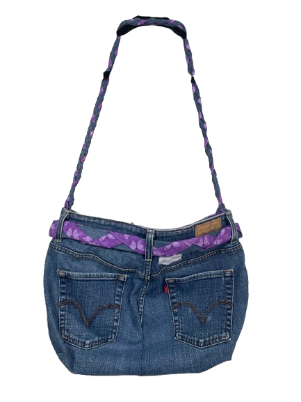 Sassy Dezines Handmade Upcycled Levi's Denim Shoulder Bag Back Pockets and Red Tab
