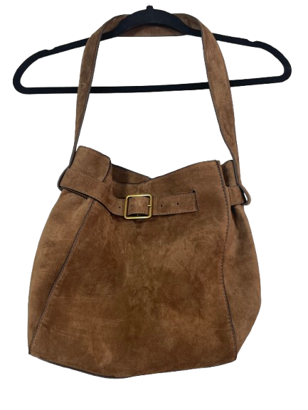 Zara Brown Suede Buckle Bucket Shoulder Bag Yellowjackets TV Series Wardrobe