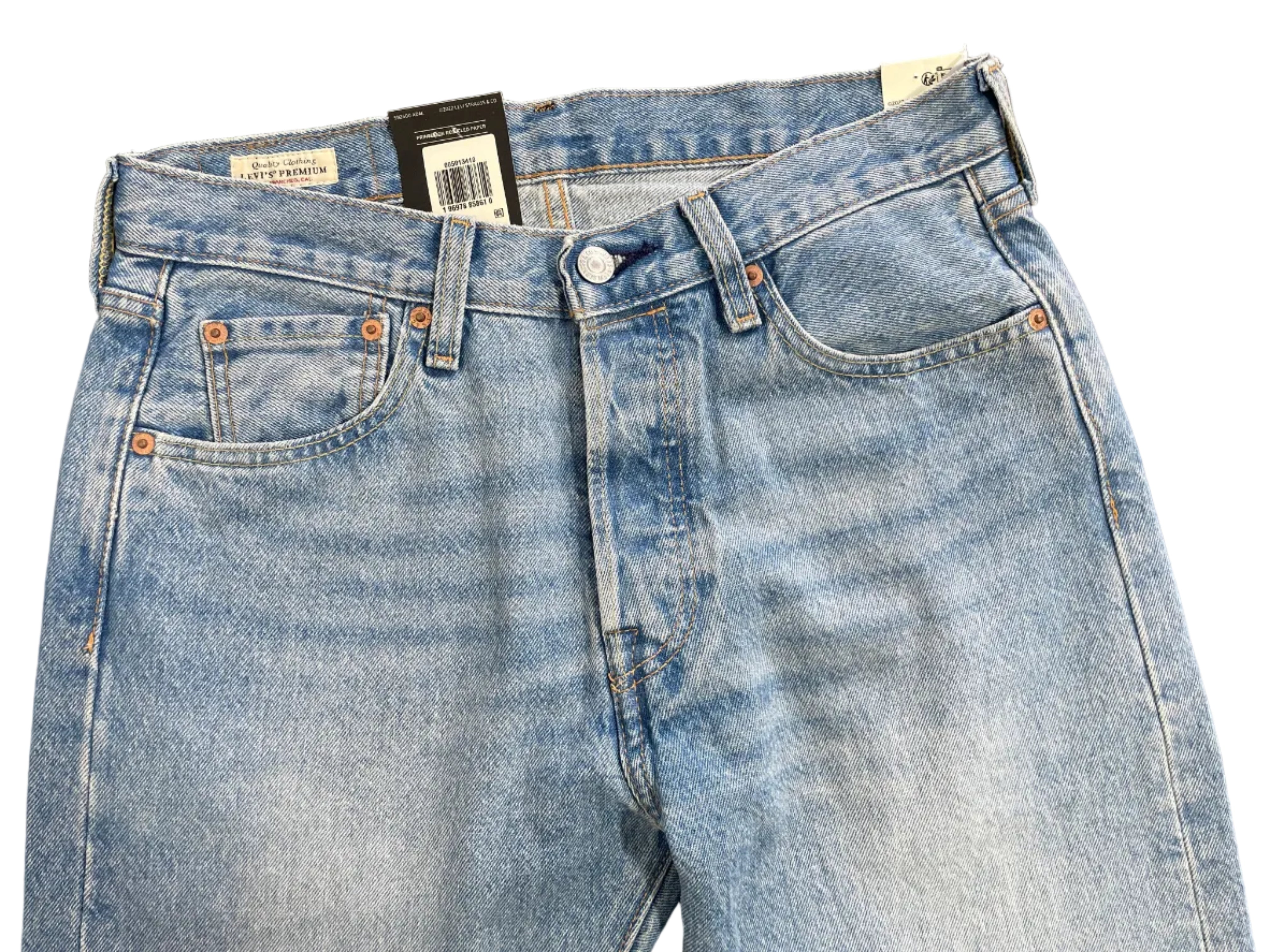 Size 30 Levi's 501 Original light wash blue jeans front button fly and pockets