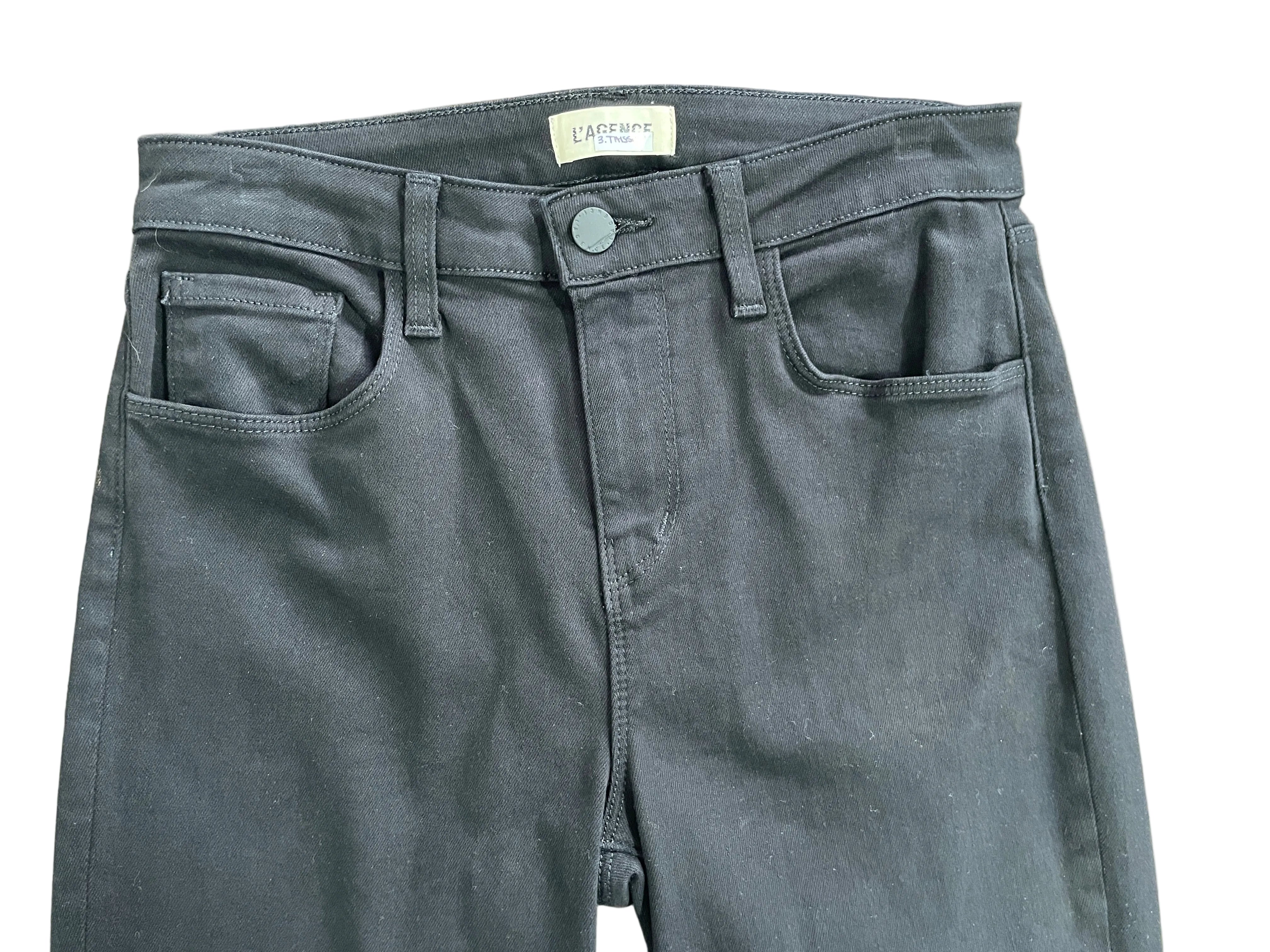 Size 28 L'AGENCE Selma black stretch denim jeans front waistband and pockets