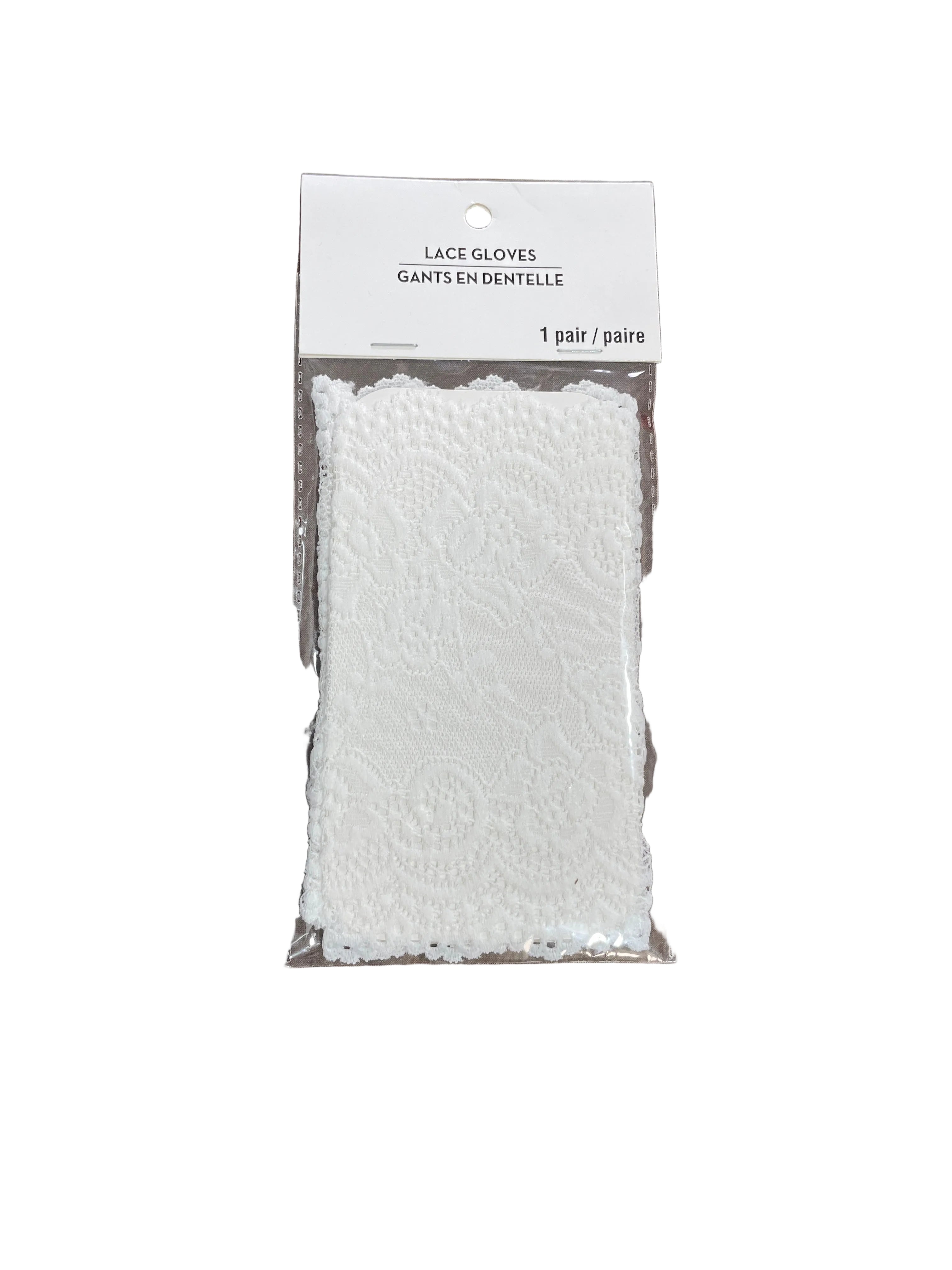 White floral lace gloves adult stretch costume accessories new in packaging front view