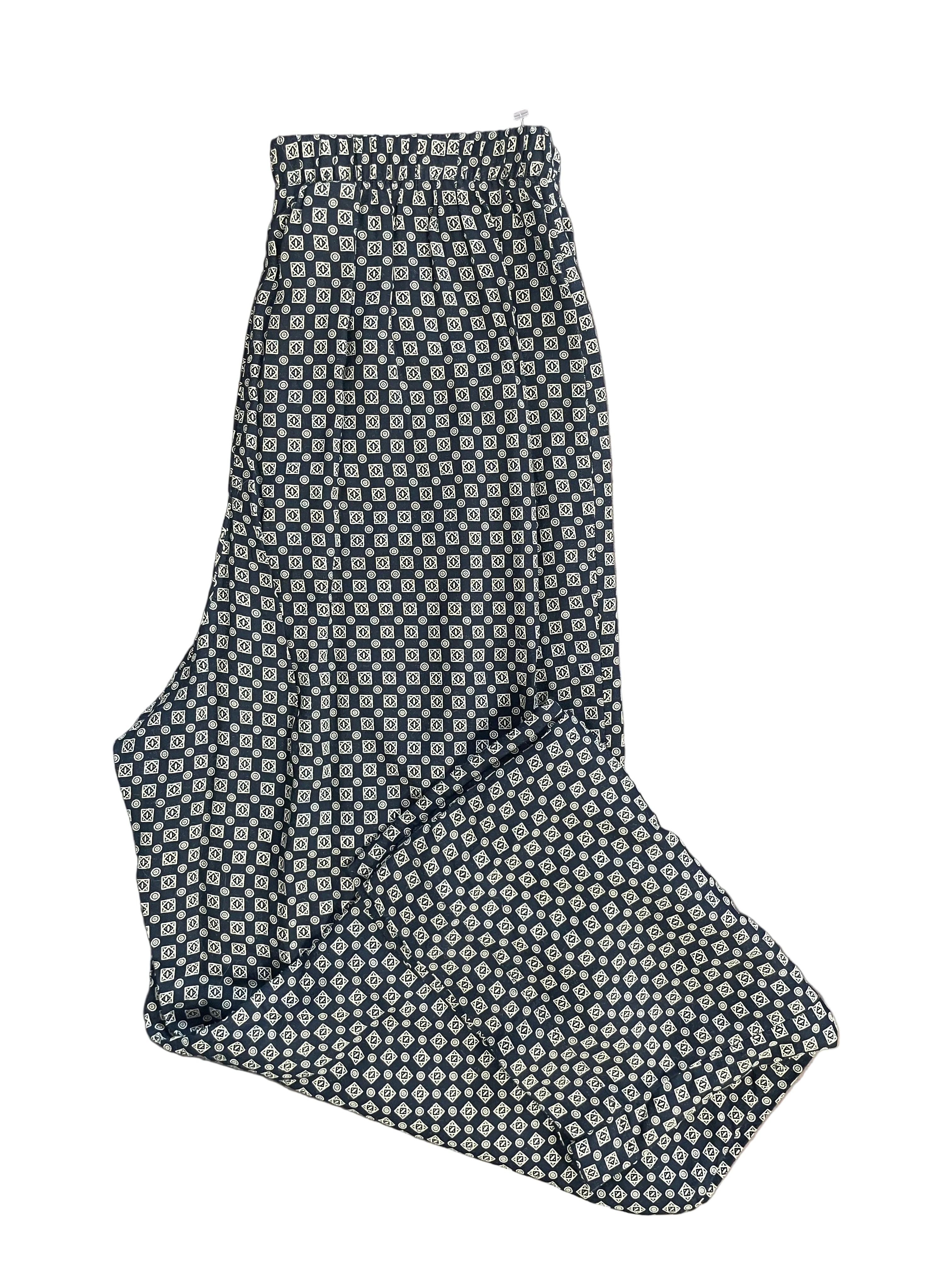 Briggs black and cream geometric print wide-leg rayon pants full view