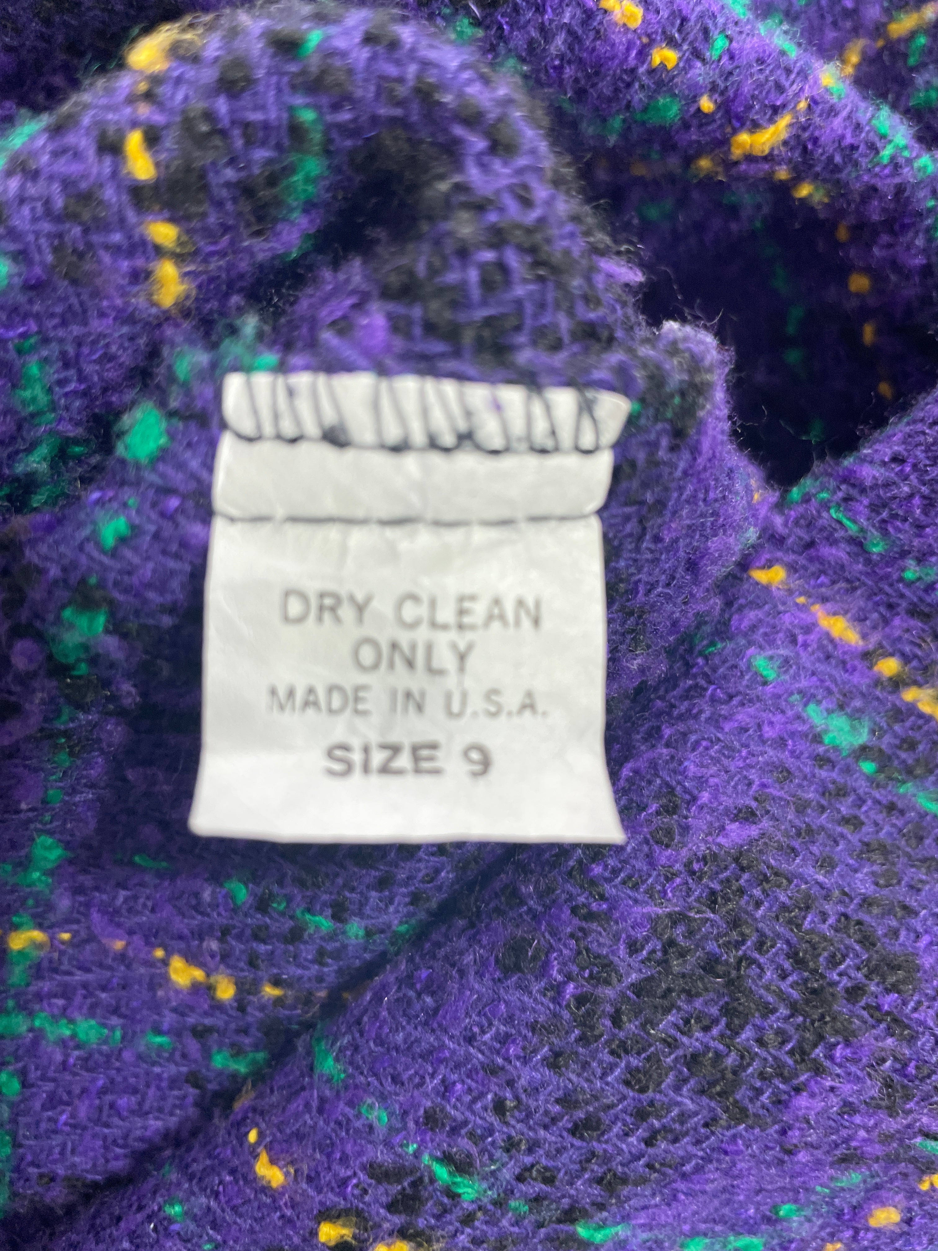 1. Vintage Joule Energy size 9 skirt care label showing dry clean only