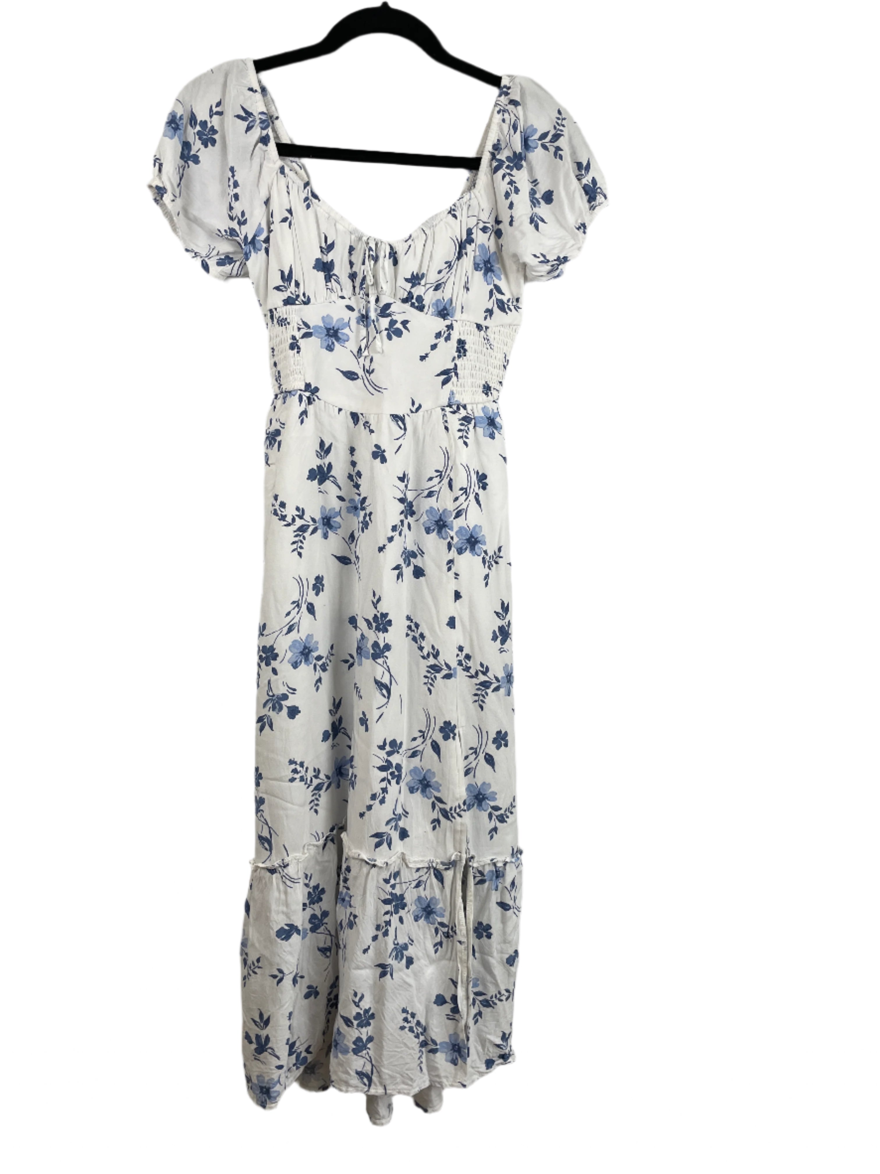 Hollister Blue Floral Maxi Dress – XS – Lined w/ Pockets & Slit