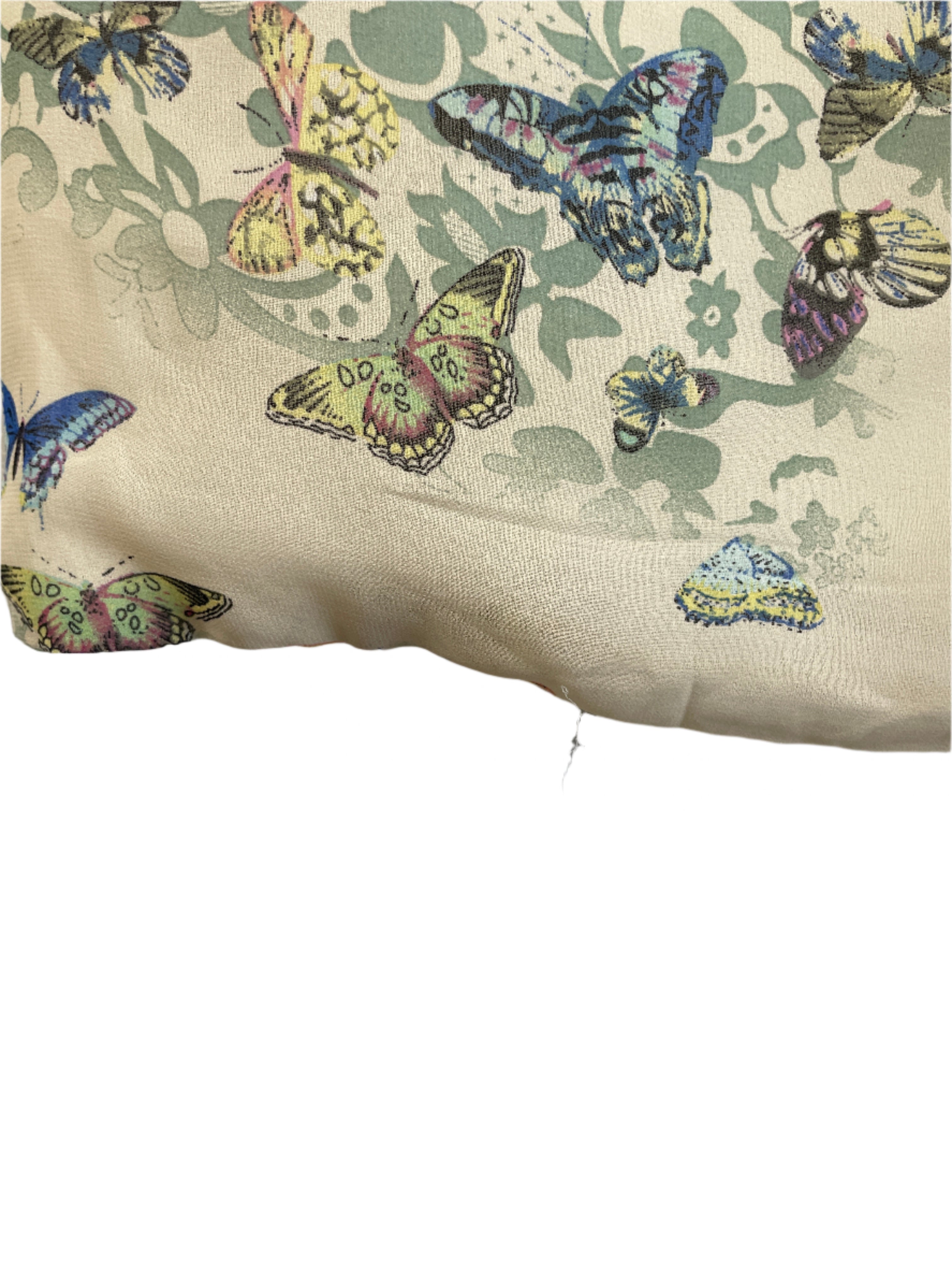 Fabric with butterfly pattern on a white background