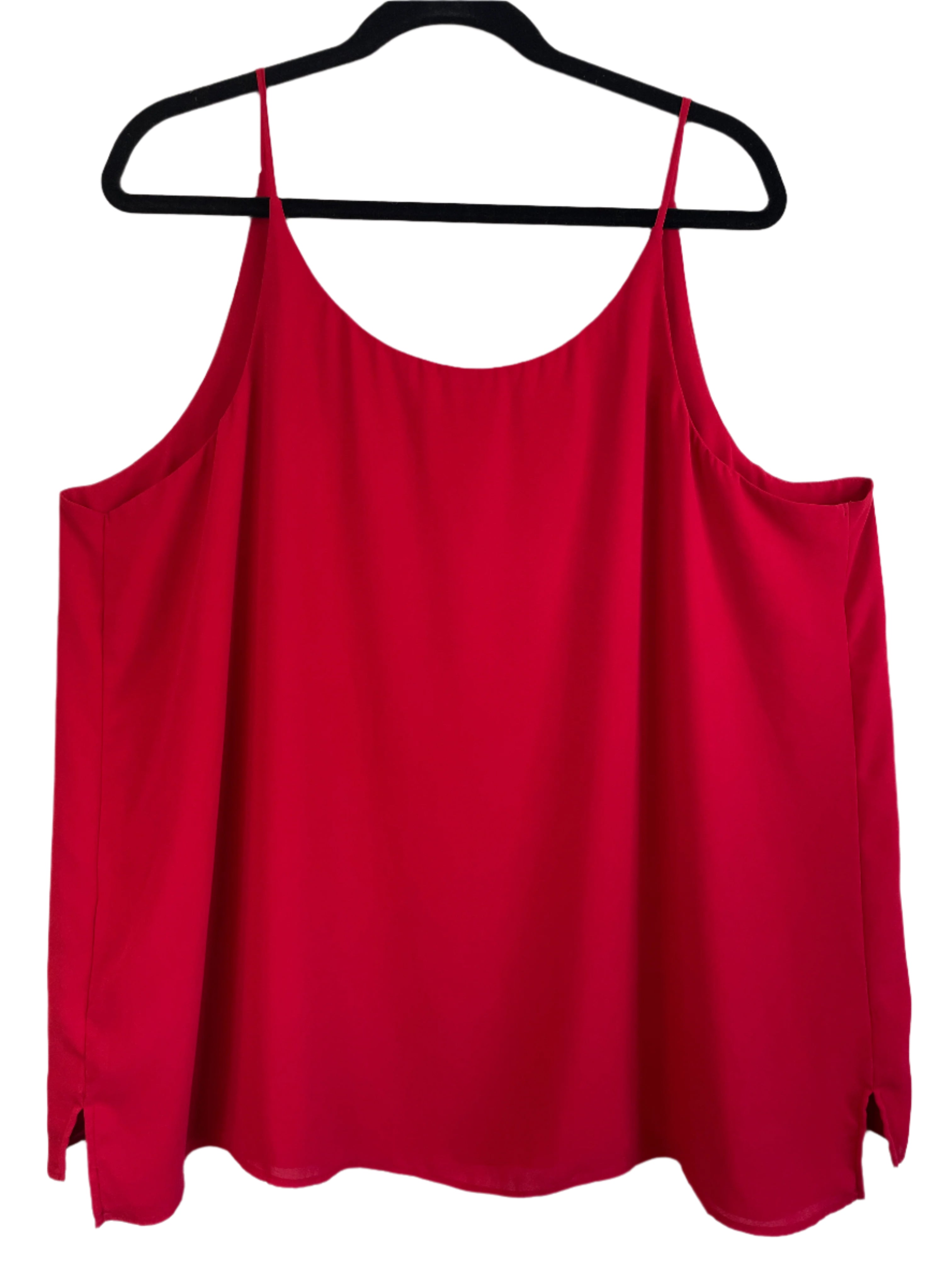 Red tank on a hanger against a white background