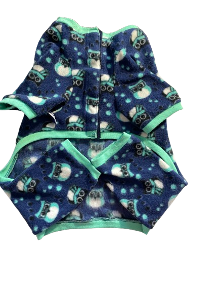 Size Large Protect Me Pets owl fleece dog onesie with Velcro closure
