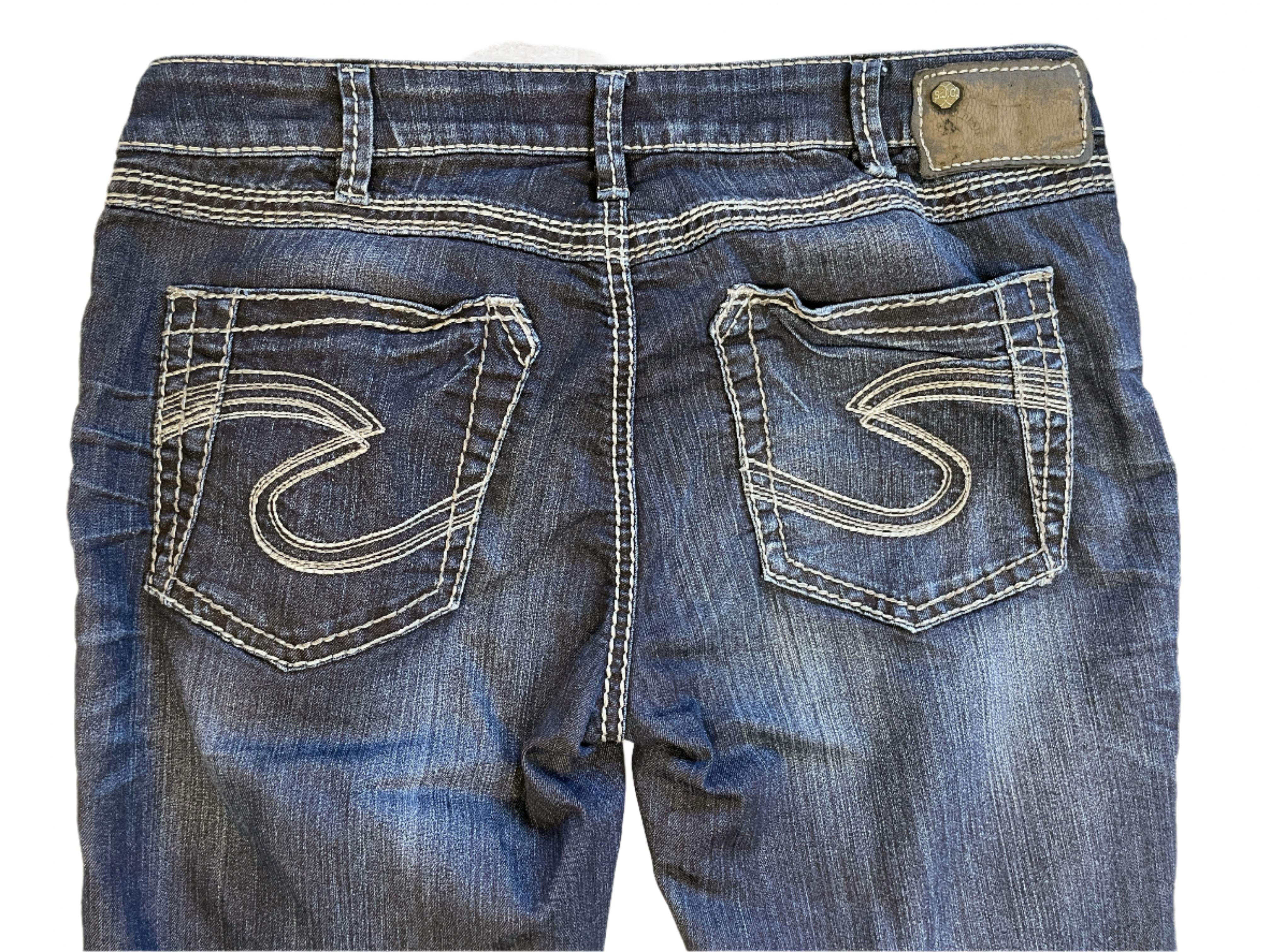 Back view of Silver Tuesday jeans with signature S pocket stitching