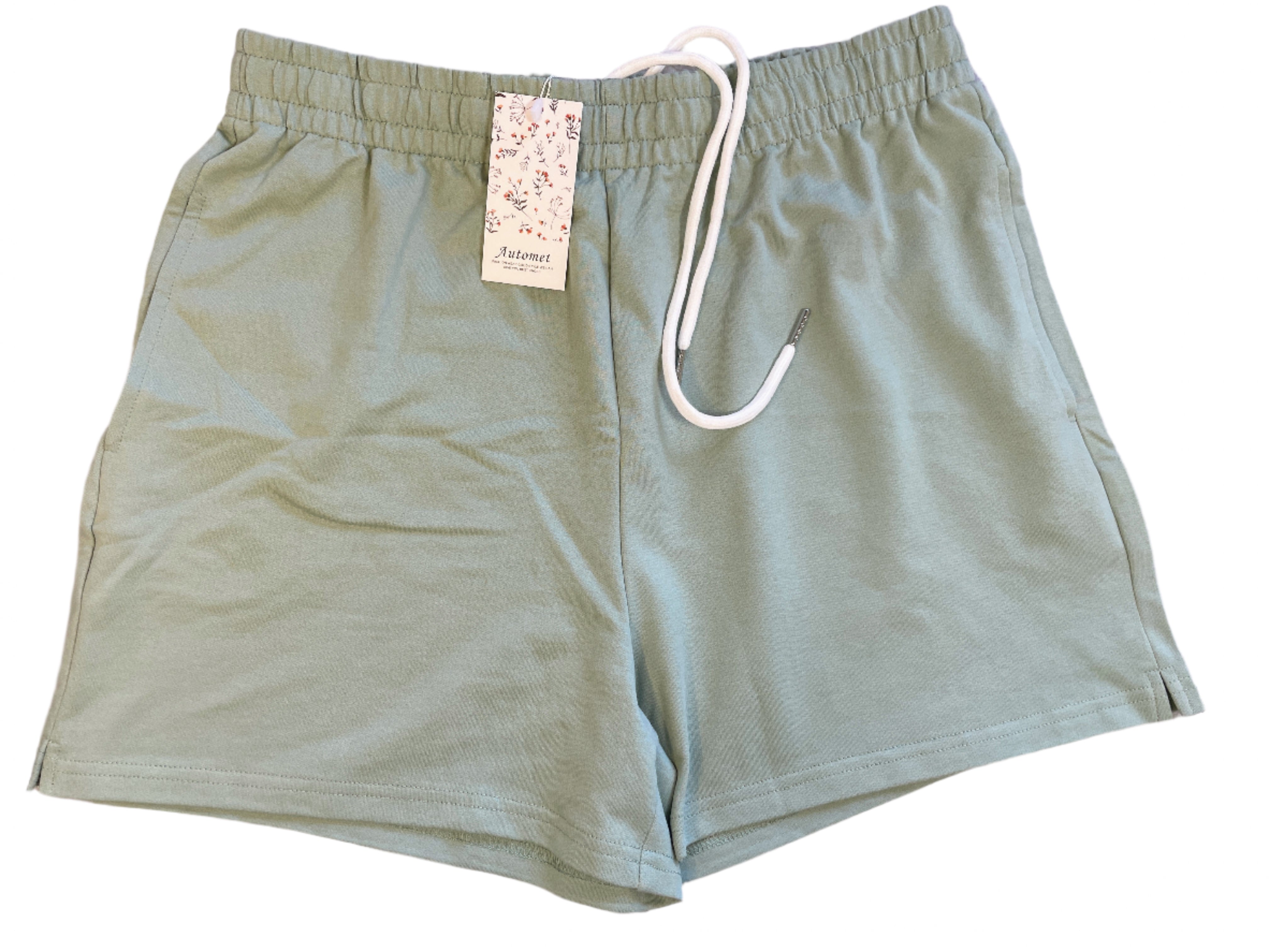 Light green Automet shorts with drawstring waistband