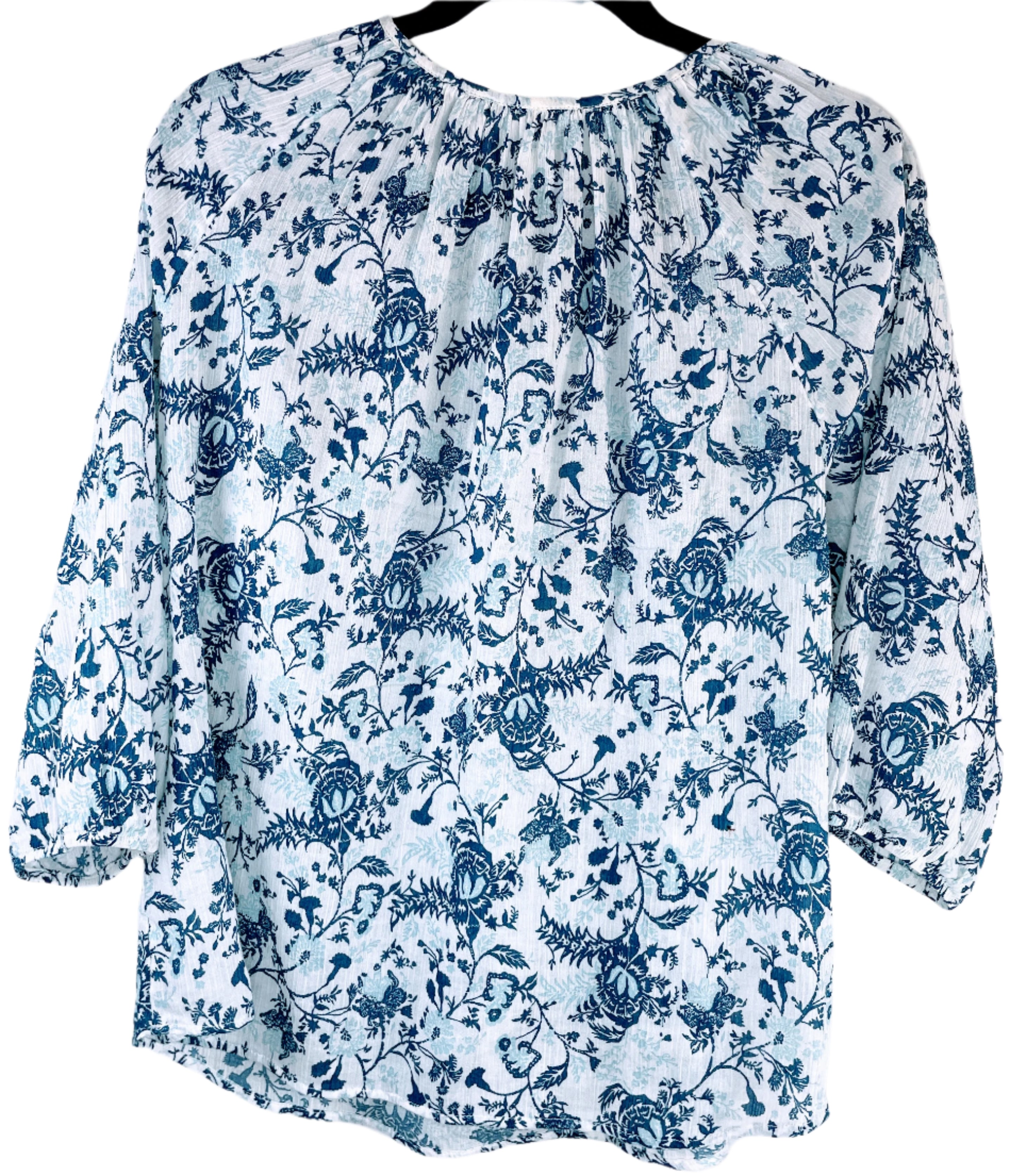 Ralph Lauren blue floral cotton peasant top back view
