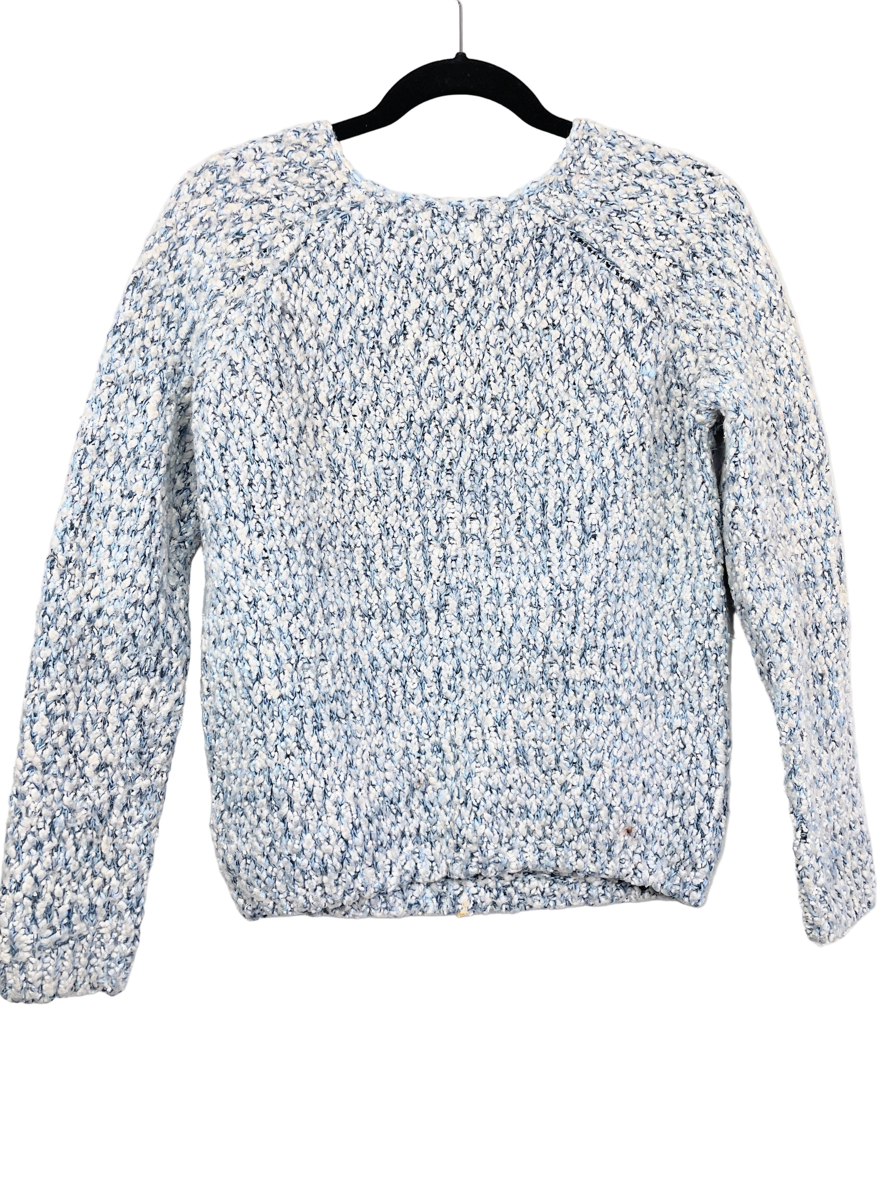 Buffalo blue white marled knit sweater back view size medium