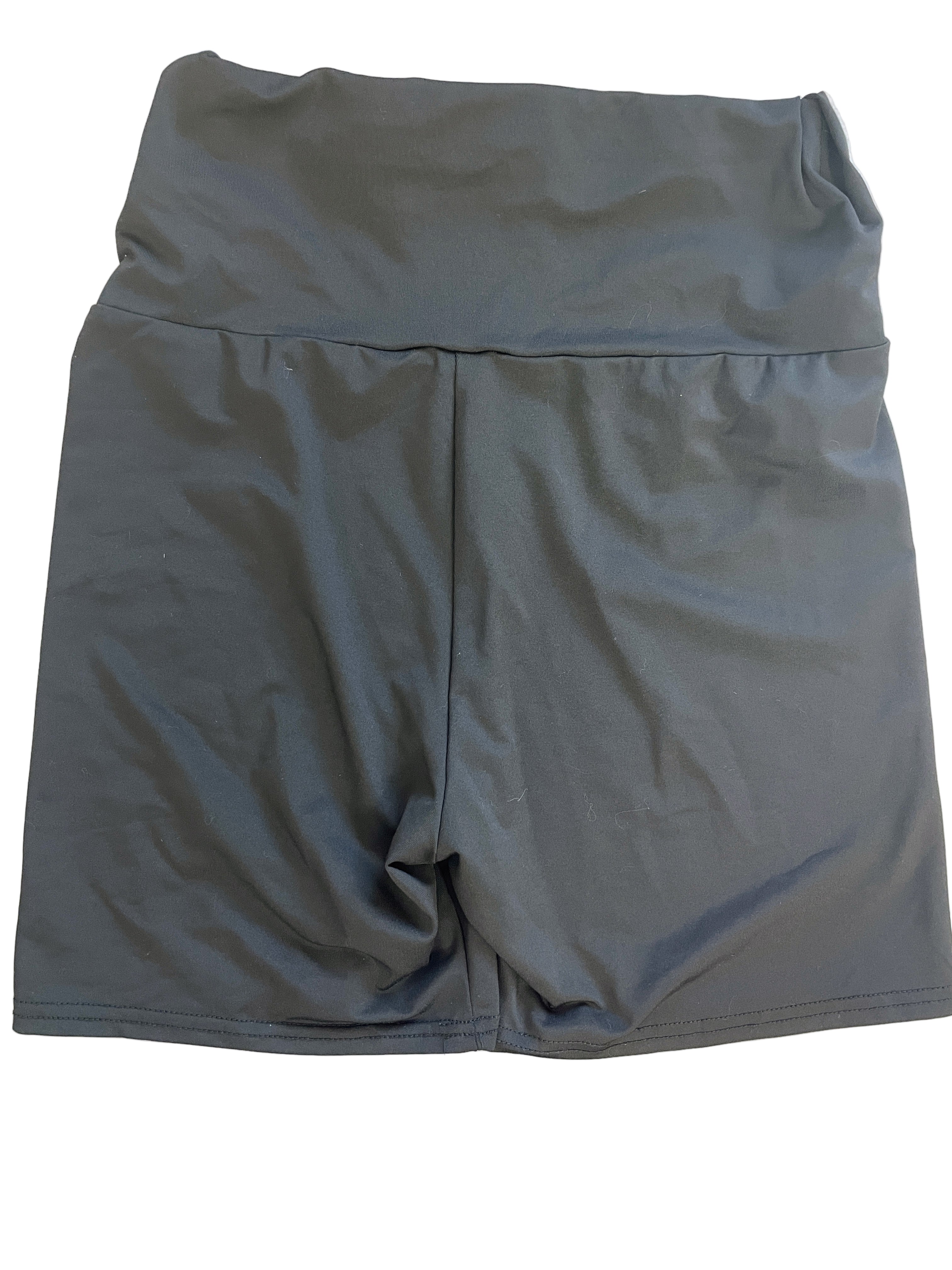 Back view of SHEIN black bike shorts with wide waistband