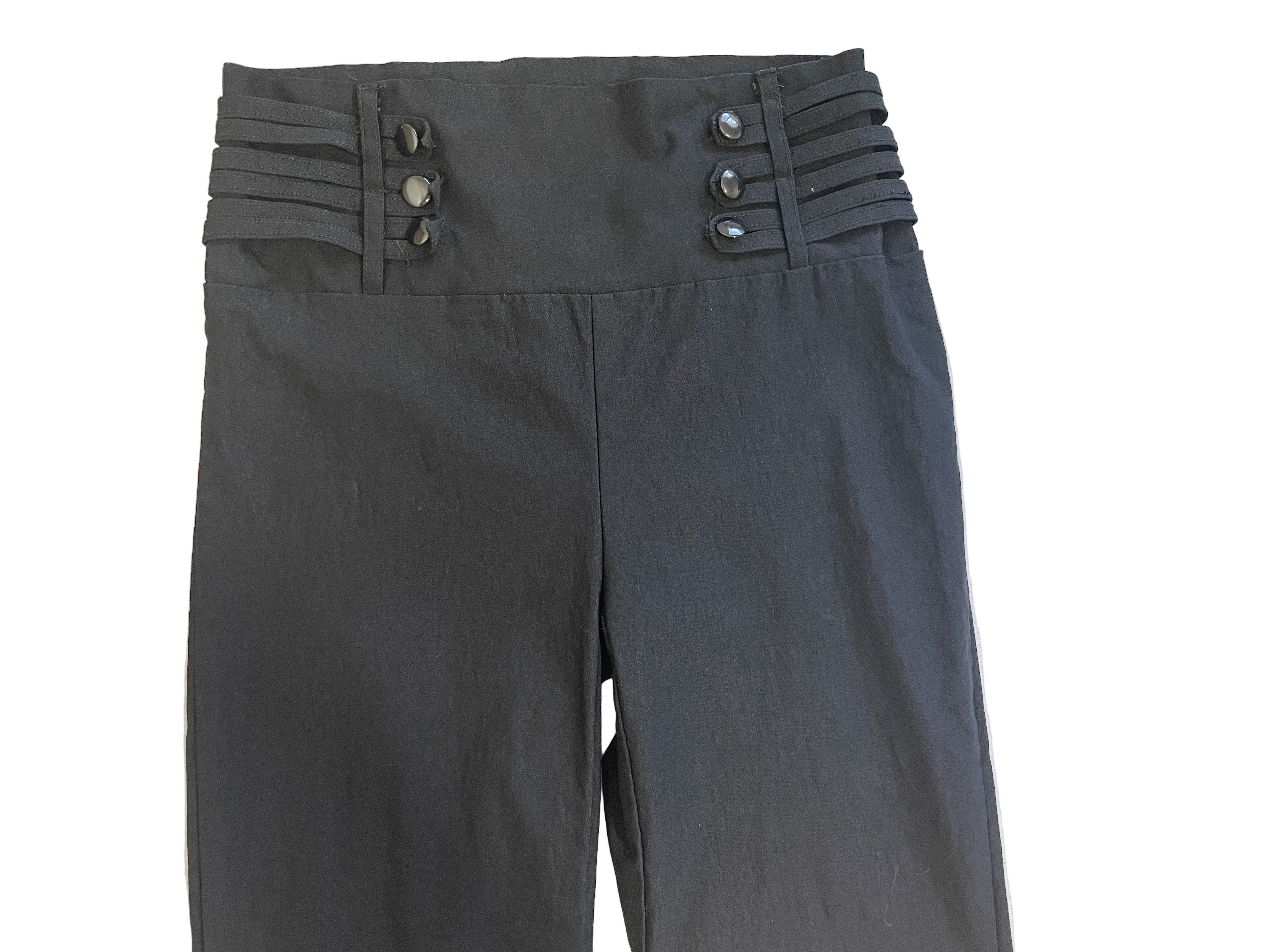 Suzy Shier black stretch wide-leg pants front view size small